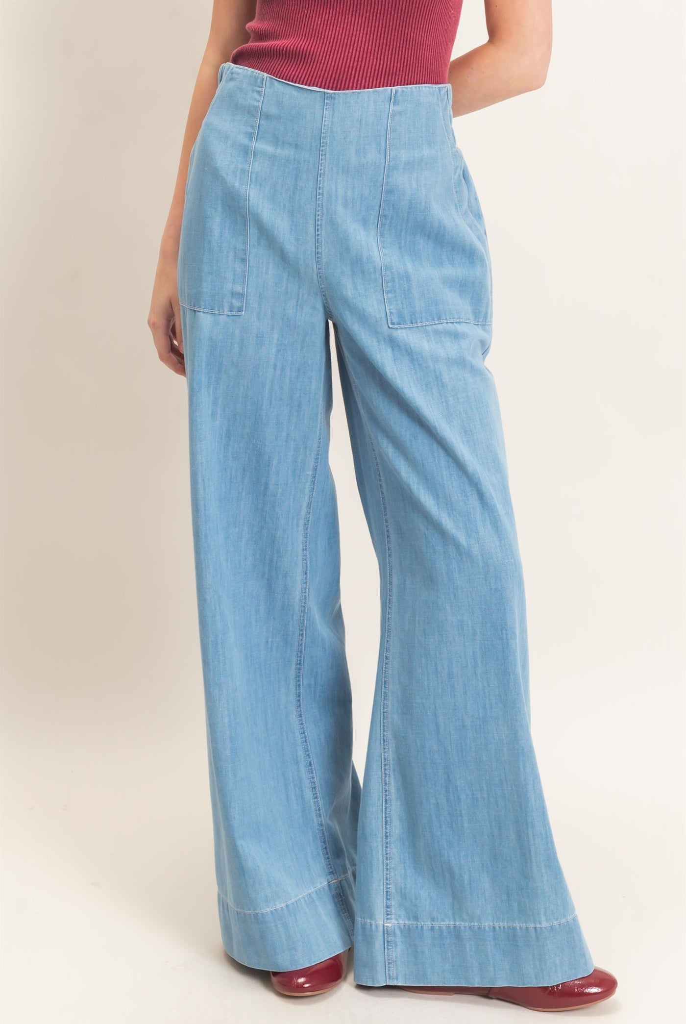 Wholesale Wide-Leg Denim Pants Pants HF26C877 LIGHT BLUE HYFVE