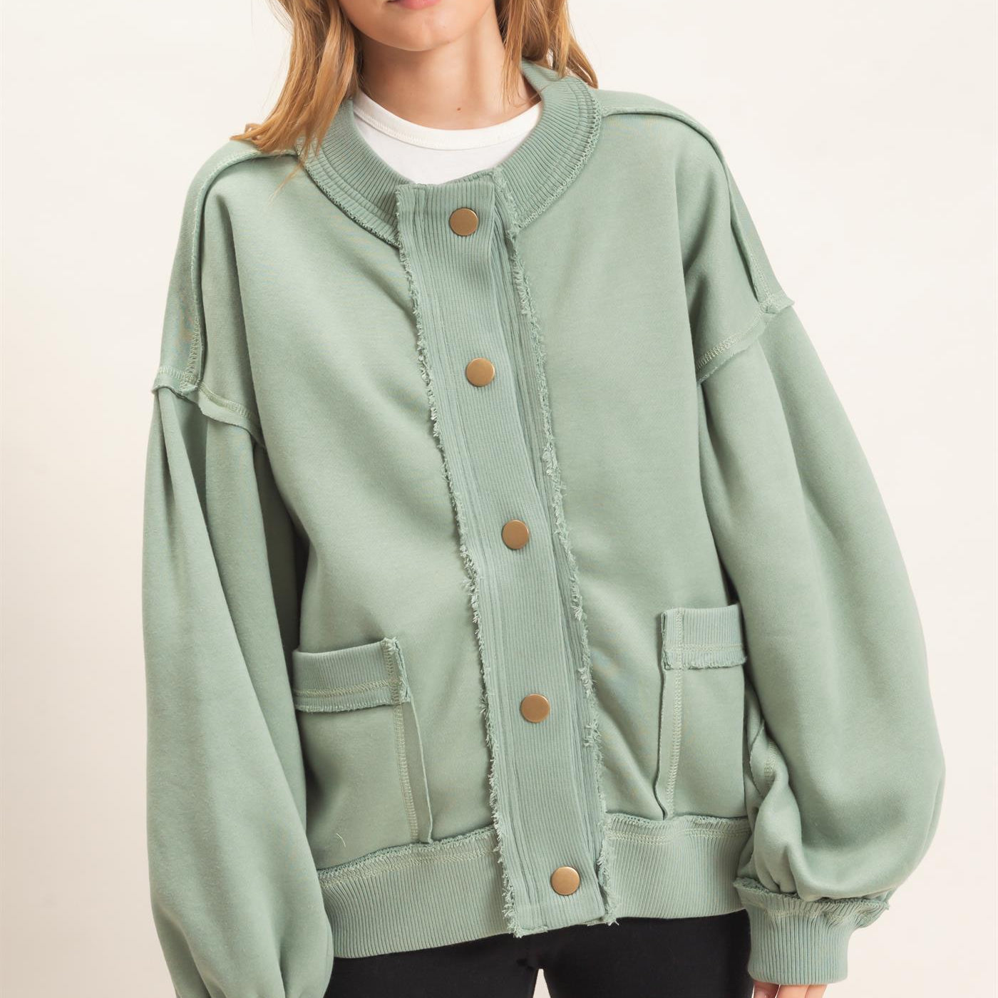 Wholesale Snap Front Jacket Coats & Jackets HF26E003 SAGE HYFVE