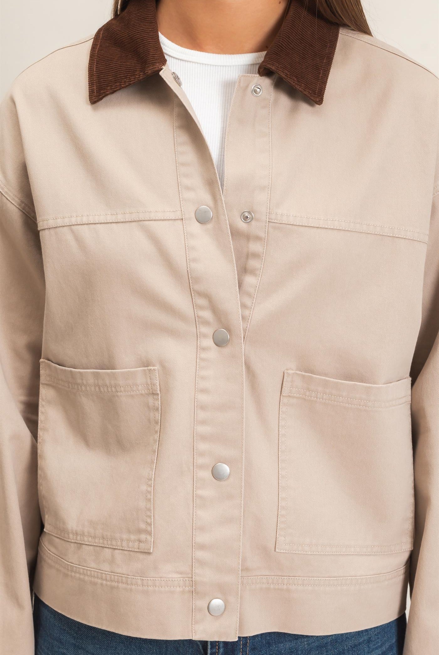 Wholesale Twill Barn Jacket Coats & Jackets DZ26E394 BEIGE DOUBLE ZERO