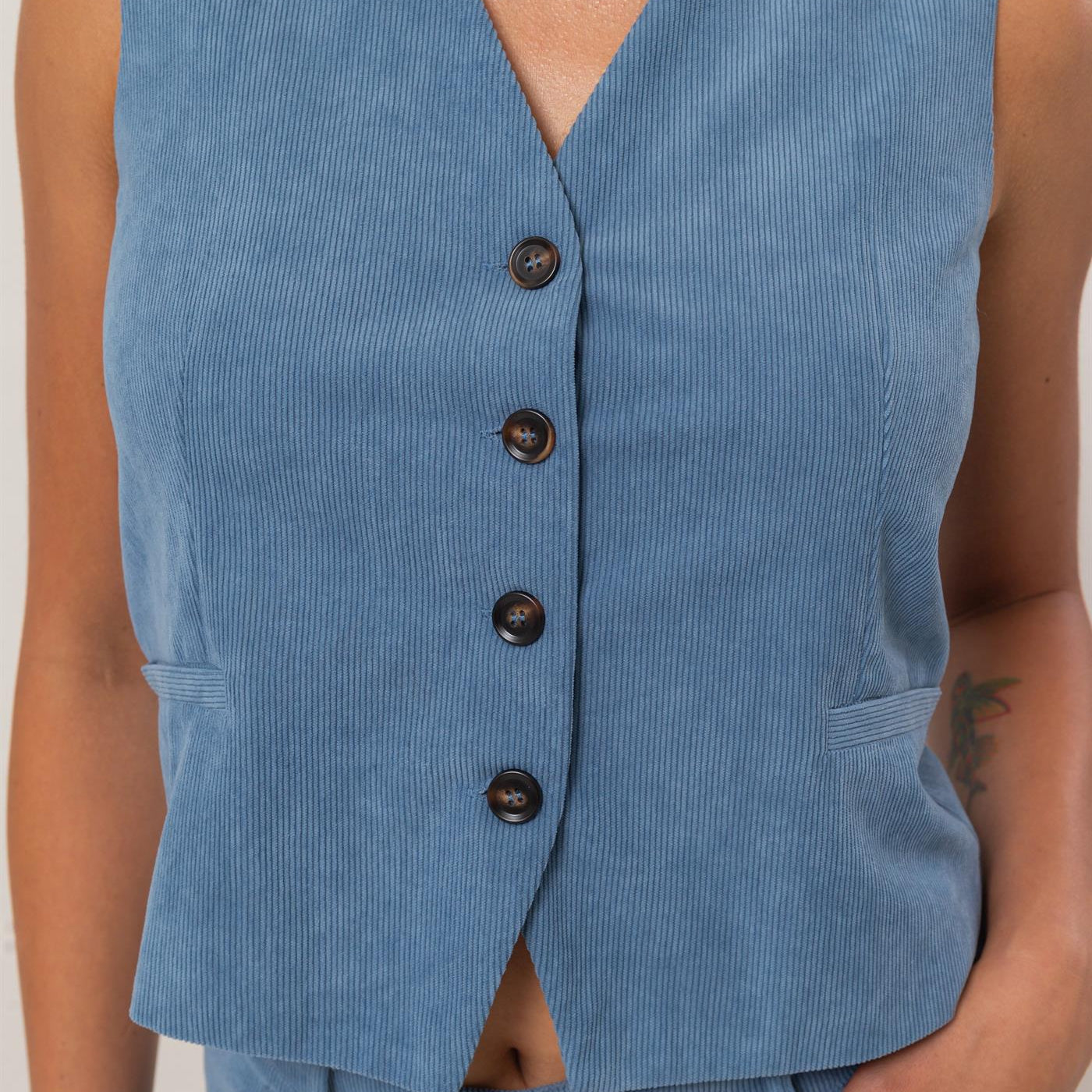 Wholesale Corduroy Vest And Pants Two-Piece Set Clothing DZ24G009-SET GRAY BLUE DOUBLE ZERO