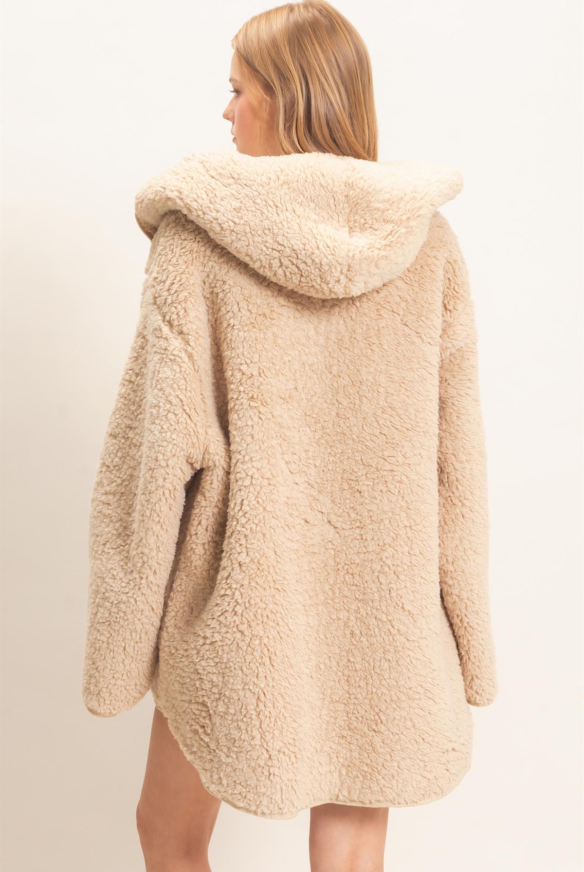 Wholesale Hooded Sherpa Jacket Coats & Jackets HF26E874 LIGHT BEIGE HYFVE