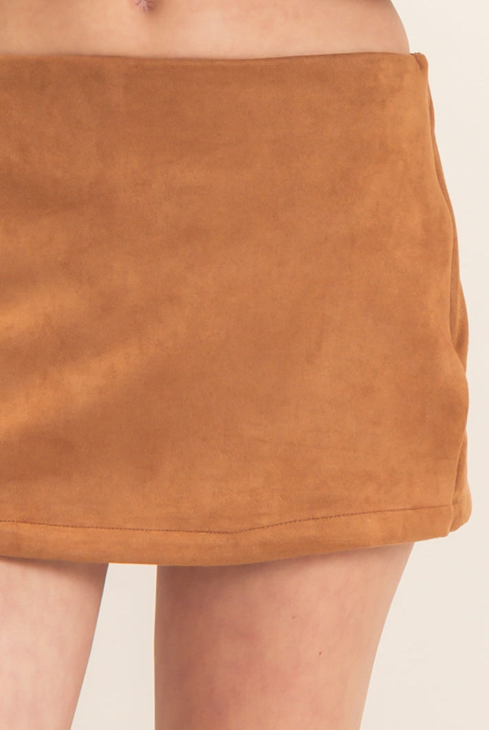 Wholesale Faux Suede Skort Skorts HF26F220 CAMEL HYFVE