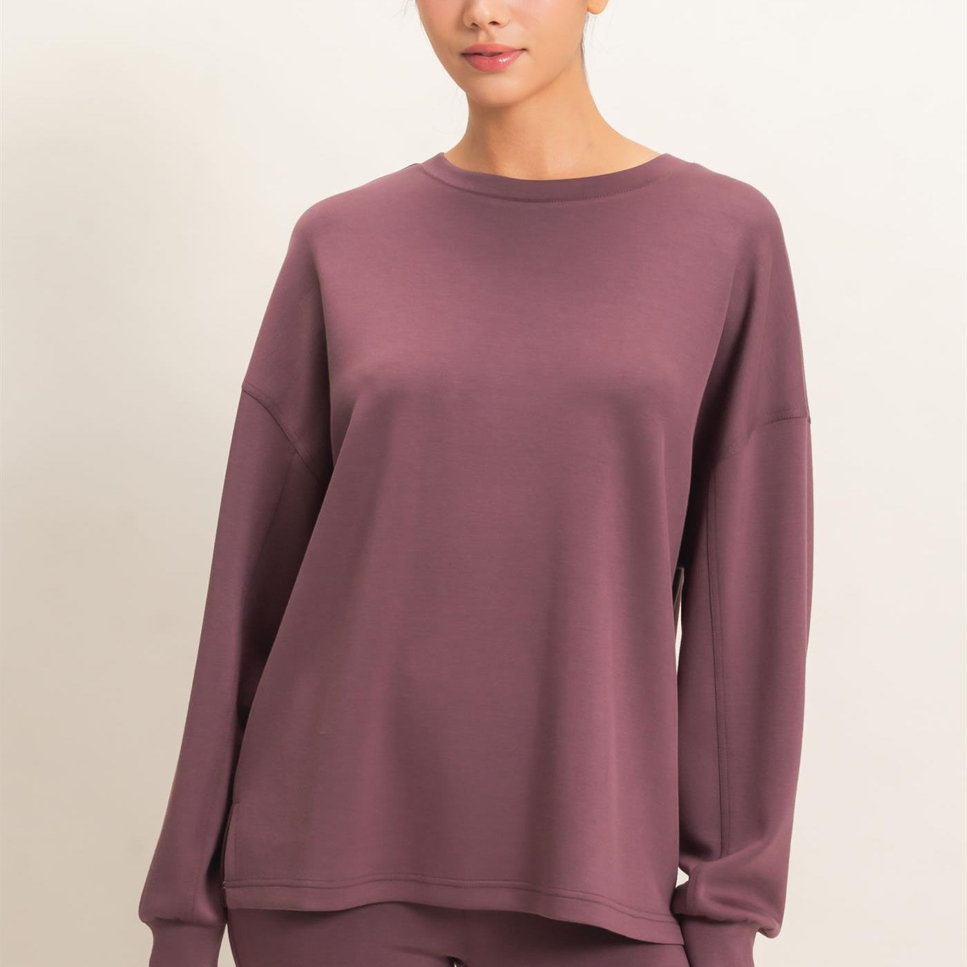 Wholesale Oversized Crew Neck Top Sweatshirts DZ26E388 COCOA DOUBLE ZERO