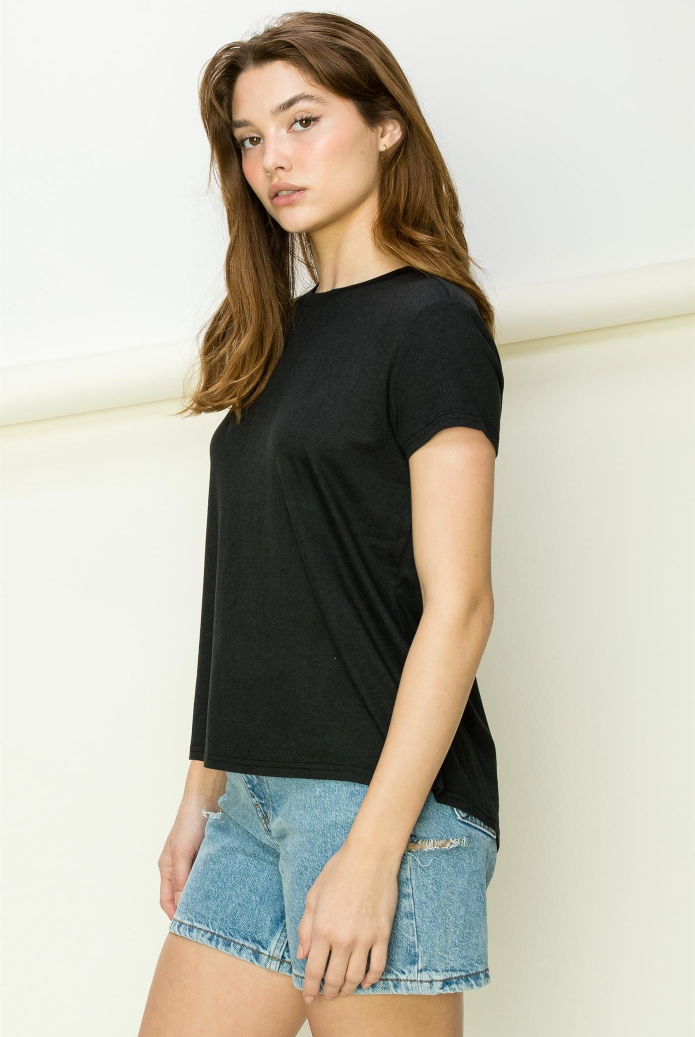 Wholesale All Yours Short Sleeve Open Back Tee Clothing Tops DZ22E576 FLARE DOUBLE ZERO