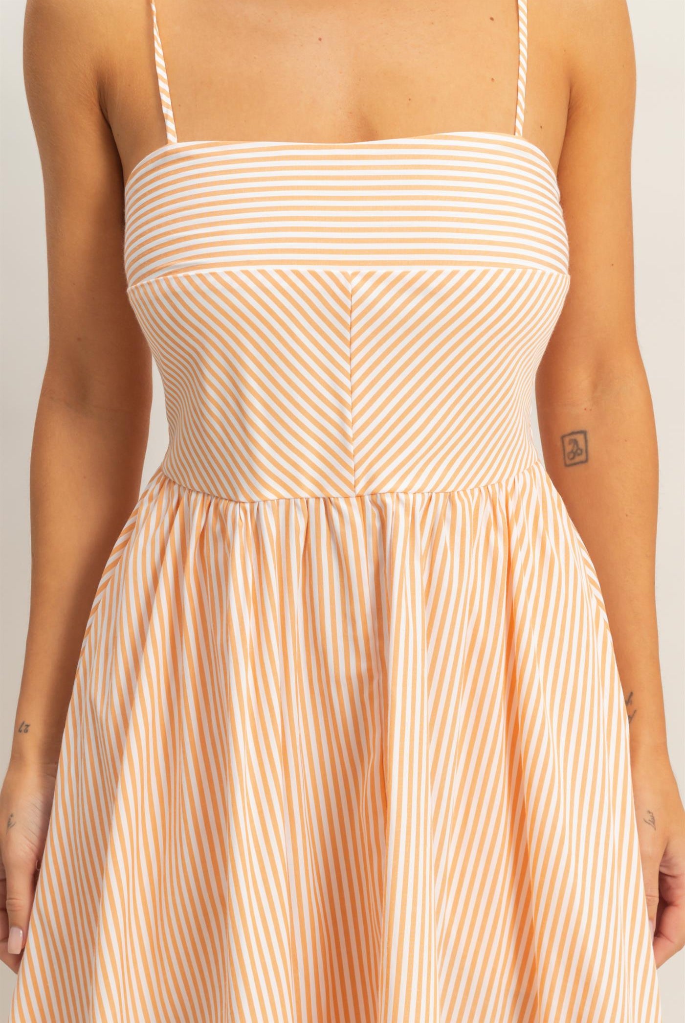 Wholesale Striped Spaghetti Strap Dress Dresses HF26A291-D ORANGE HYFVE