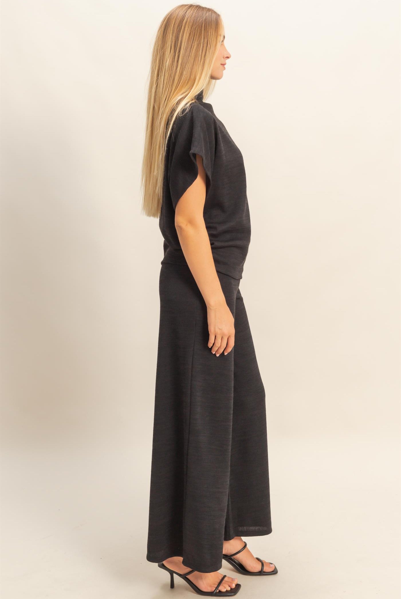Wholesale Dolman Sleeve Top And Pant Set Clothing HF26F225-SET-D BLACK HYFVE