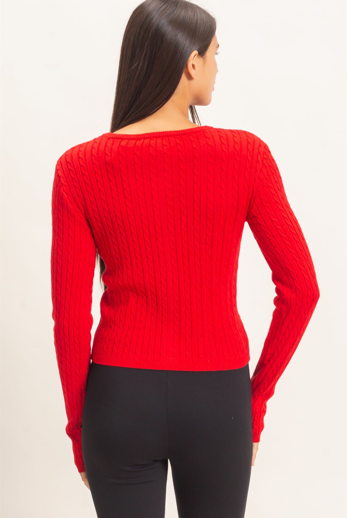 Wholesale Cable Knit Cardigan Cardigans DZ26E256 RED DOUBLE ZERO
