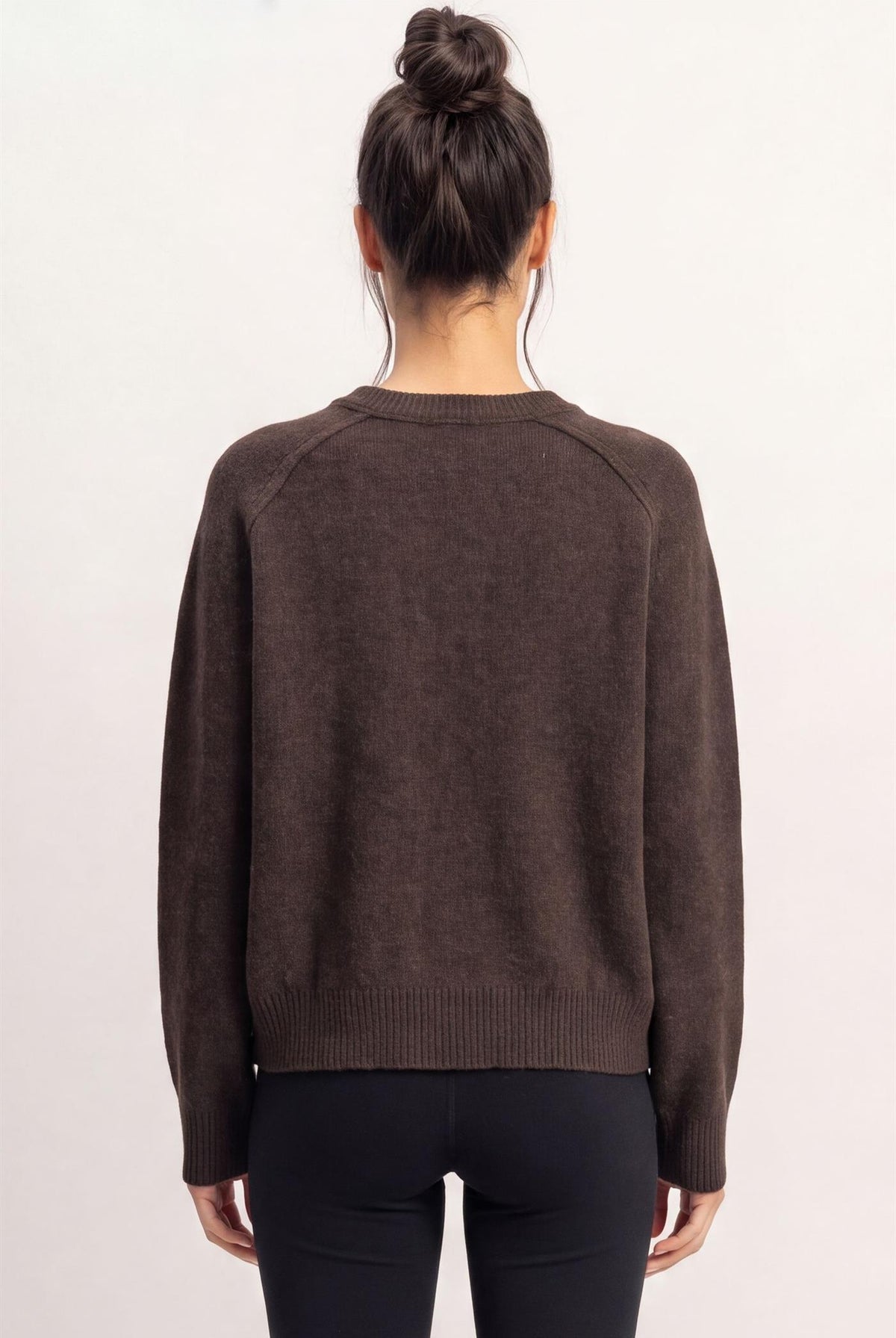 Wholesale Henley Sweater With Reverse Seams Sweaters DZ26F004 DARK BROWN DOUBLE ZERO