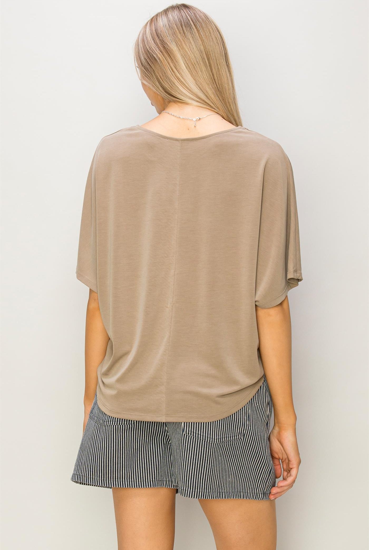 Wholesale D-Elbow Length Dolman Sleeve Top Clothing Tops DZ24C199-D MOCHA BROWN DOUBLE ZERO