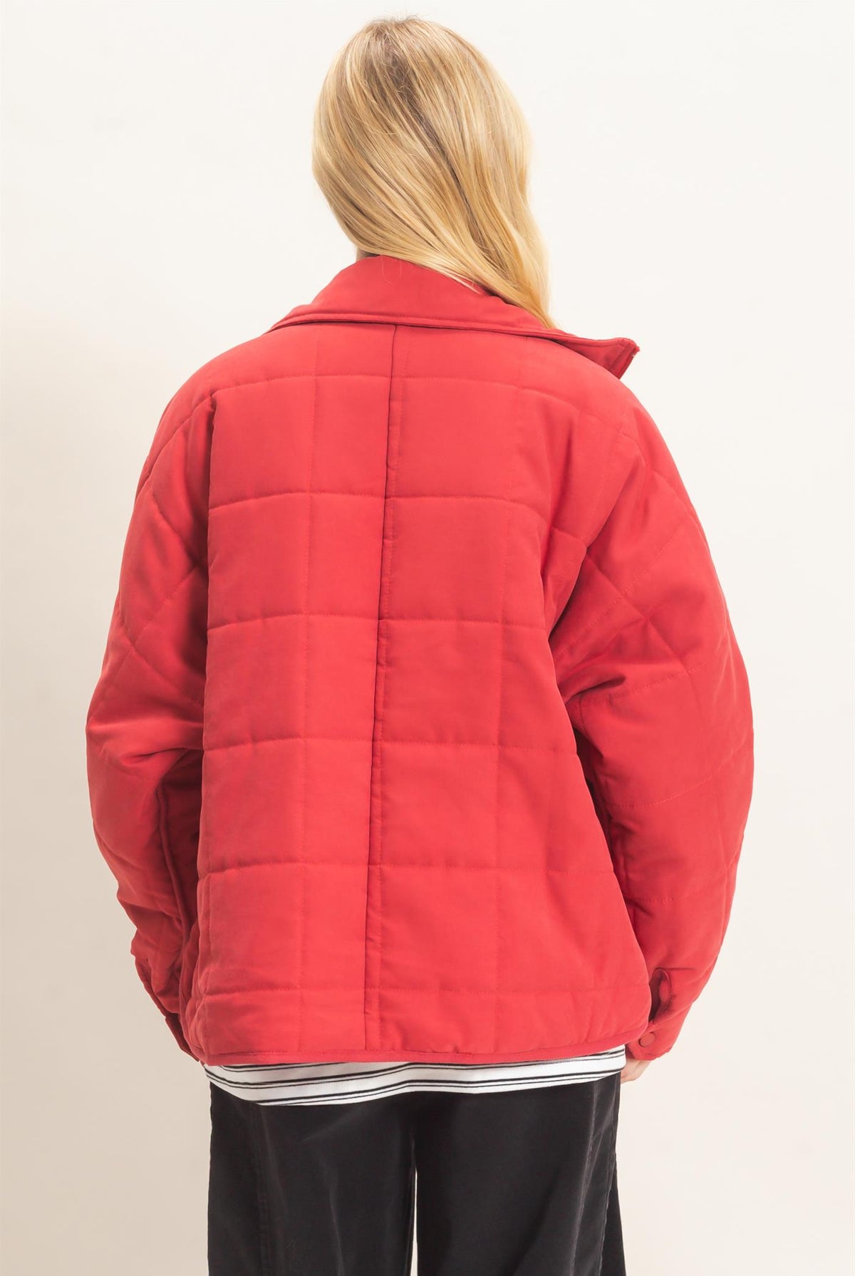 Wholesale Quilted High Collar Jacket Coats & Jackets HF26F167-D BRICK HYFVE
