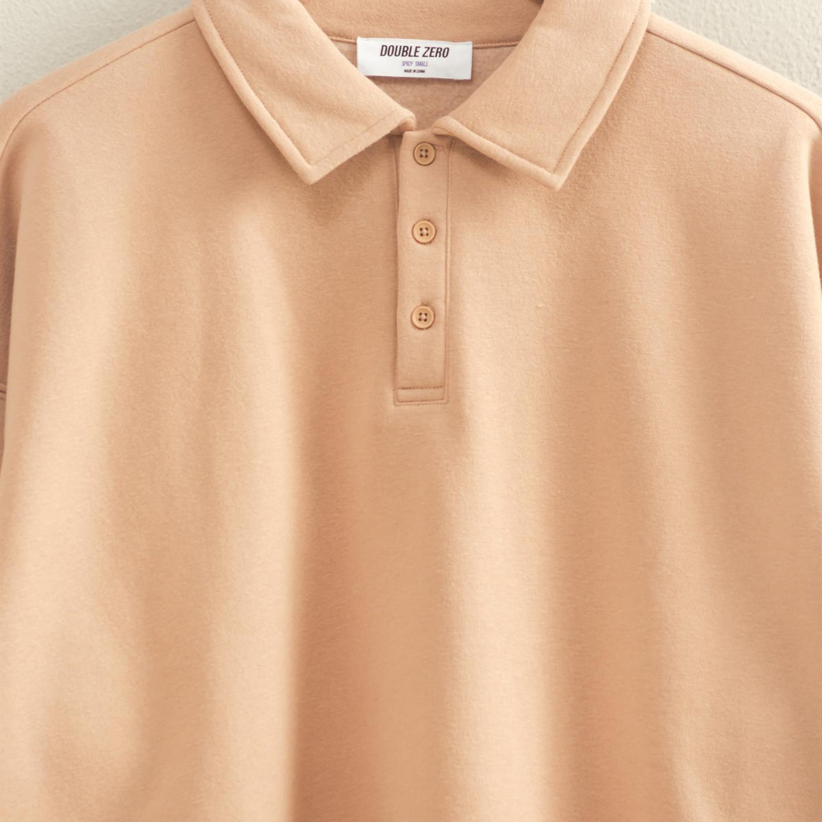 Wholesale Oversized Polo Collared Pullover Sweatshirts DZ25F074 DARK TAUPE DOUBLE ZERO