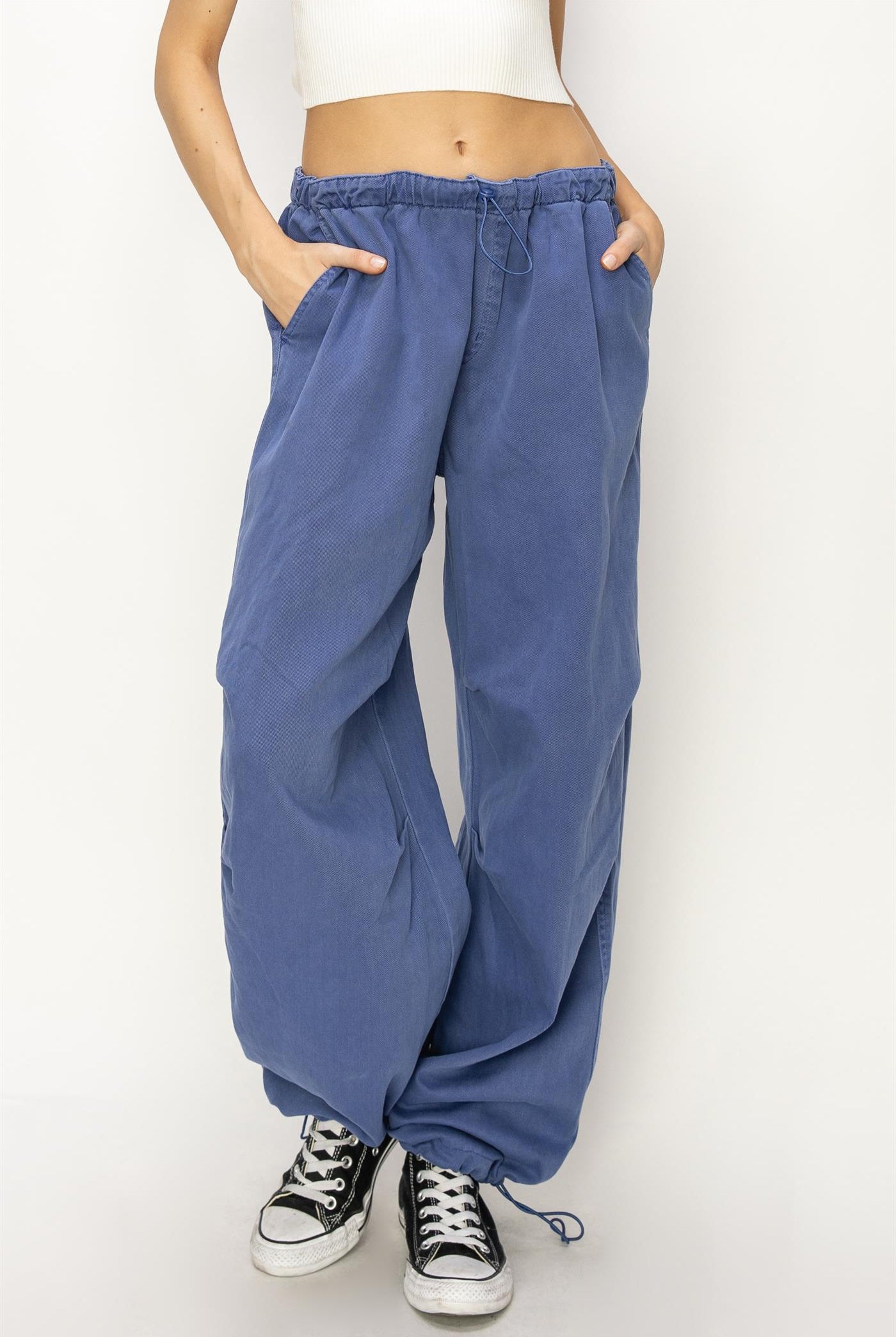 Wholesale Mid Rise Parachute Pants Pants DZ24A518 COBALT DOUBLE ZERO