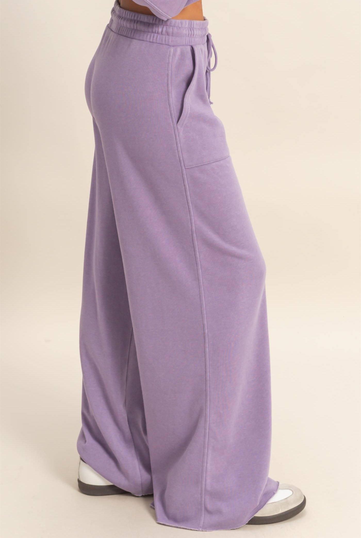 Wholesale Burnout French Terry Wide-Leg Pants Pants DZ26A259 DUSTY PURPLE DOUBLE ZERO