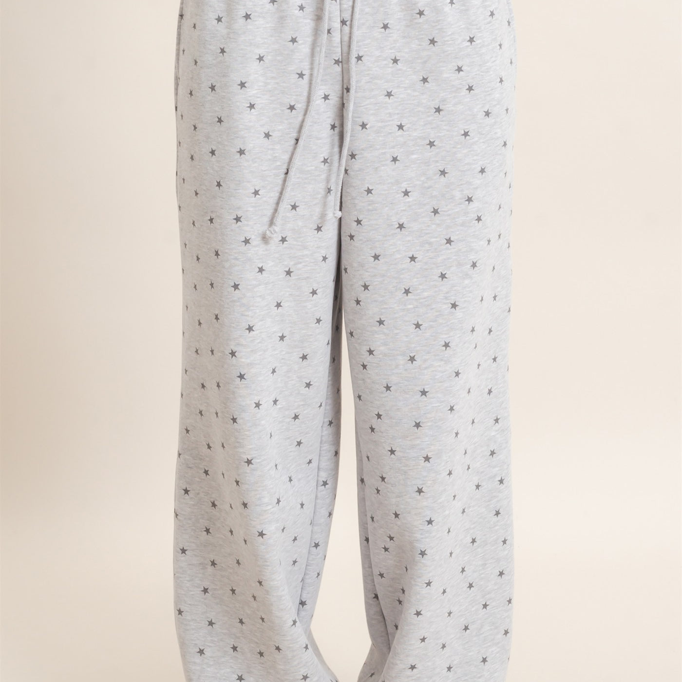 Wholesale Star Print Elastic Waist Jogger Pants Joggers DZ26E287 HEATHER GRAY DOUBLE ZERO