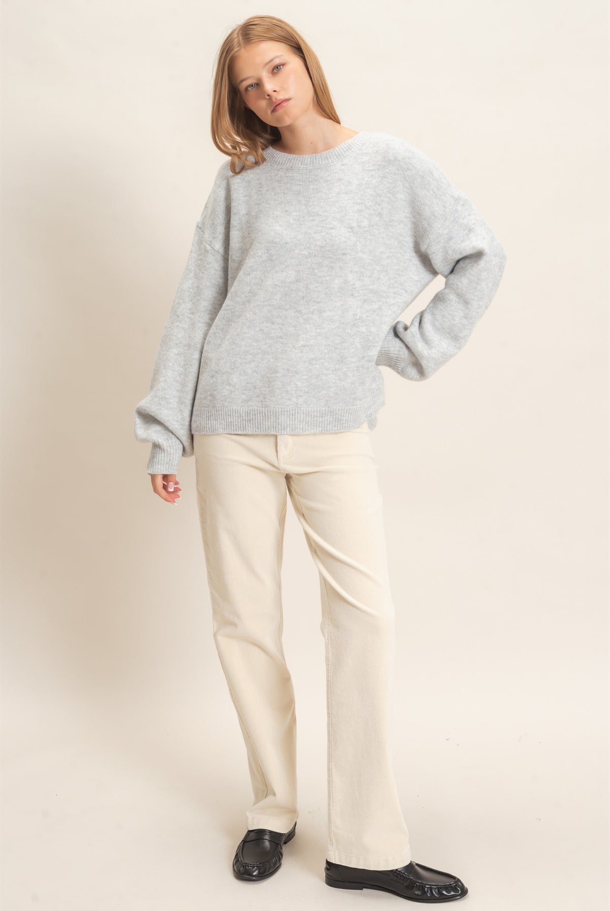 Wholesale Open Back Sweater With Organza Bows Sweaters HF26F149 SILVER GRAY HYFVE