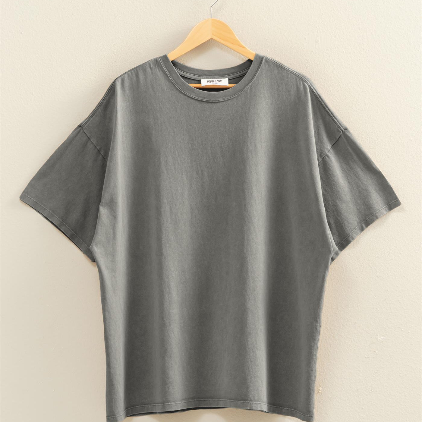 Wholesale Oversized Mineral Wash T-Shirt T-Shirts DZ26A031 CHARCOAL DOUBLE ZERO