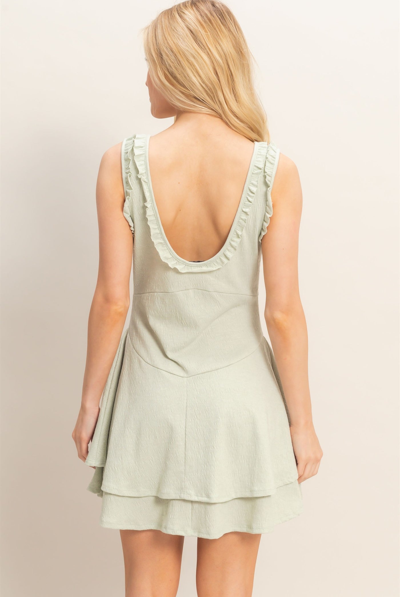 Wholesale Ruffled Scoop Neck Dress Dresses HF26A561 MINT HYFVE