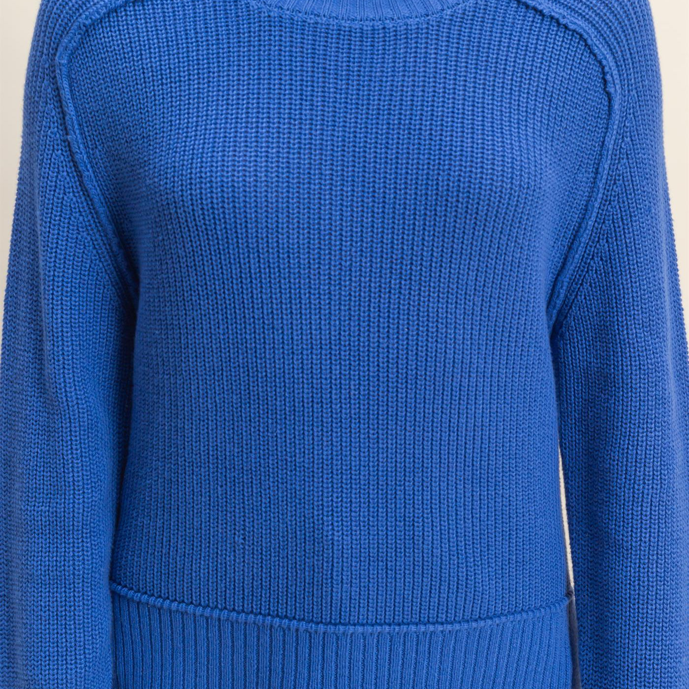 Wholesale Ragaln Long Sleeve Side Slit Sweater Sweaters DZ25E812 COBALT DOUBLE ZERO