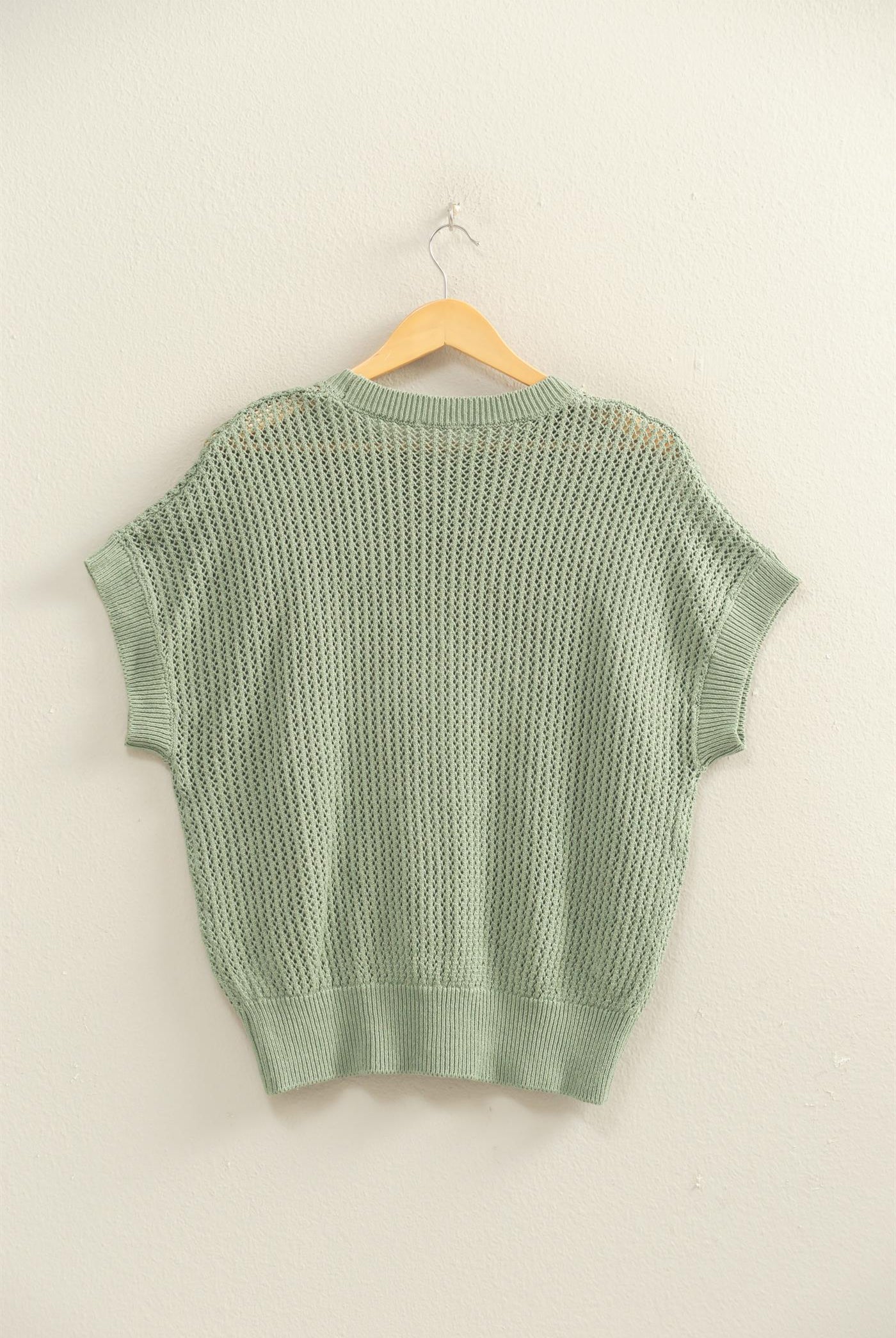 Wholesale Open-Knit Dolman Sleeve Top Clothing Tops DZ26A334 SAGE GREEN DOUBLE ZERO