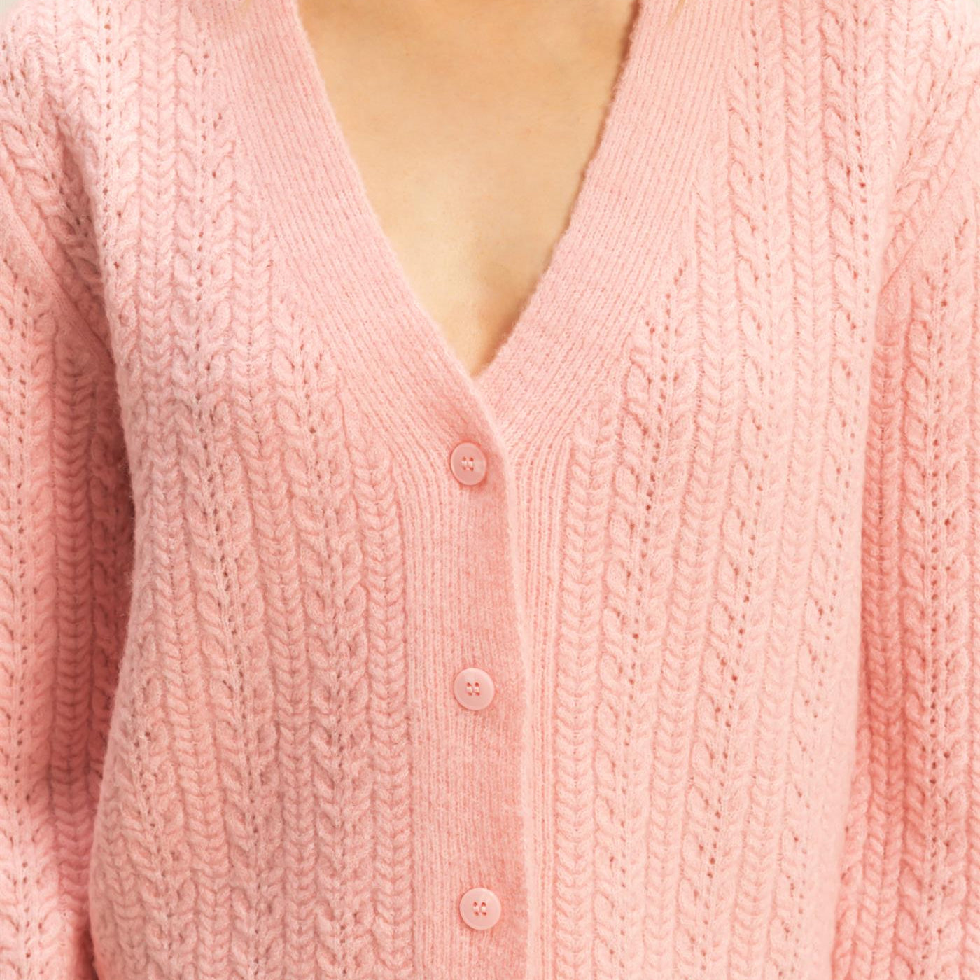 Wholesale Buttoned Cable Knit Sweater Cardigans HF25E396 PINK DOUBLE ZERO
