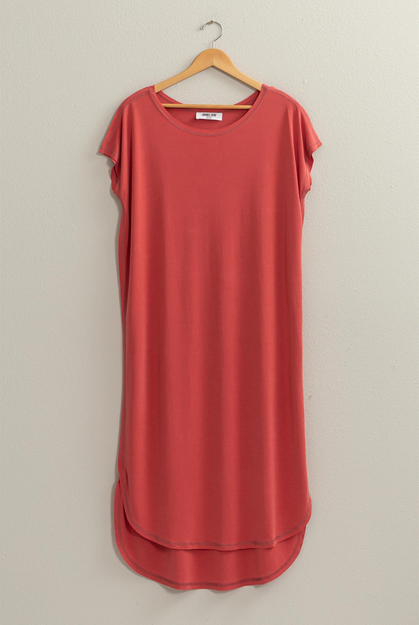 Wholesale Soft High Low Midi Dress Dresses DZ24A885 BRICK DOUBLE ZERO