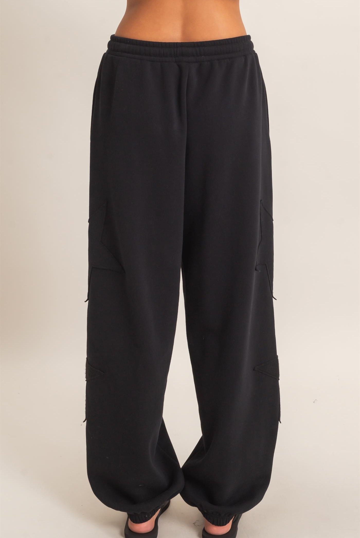 Wholesale Star Patch Jogger Pants Joggers DZ26E889 BLACK DOUBLE ZERO