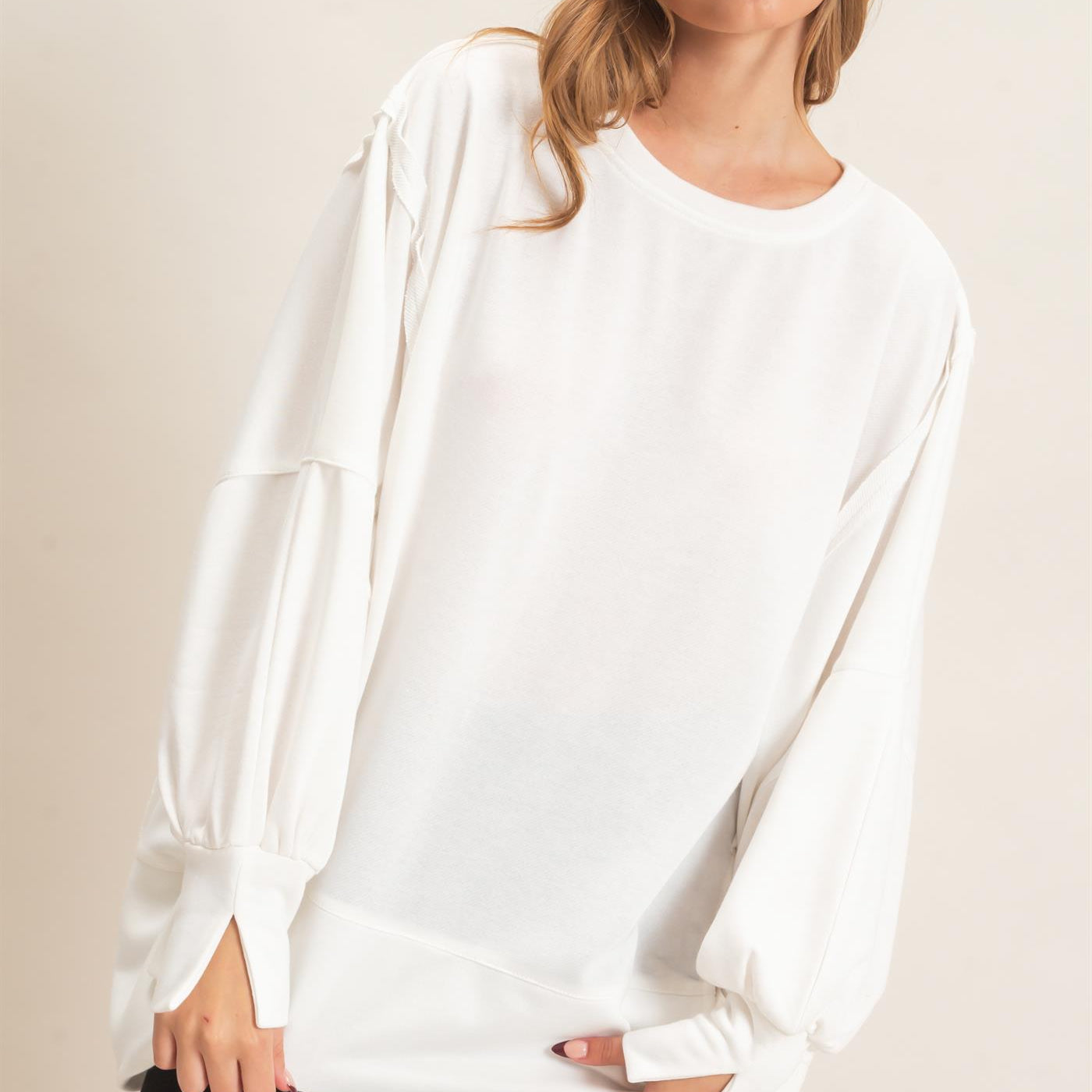 Wholesale Oversized Crew Neck Sweatshirt Sweatshirts HF26F132 OFF WHITE HYFVE