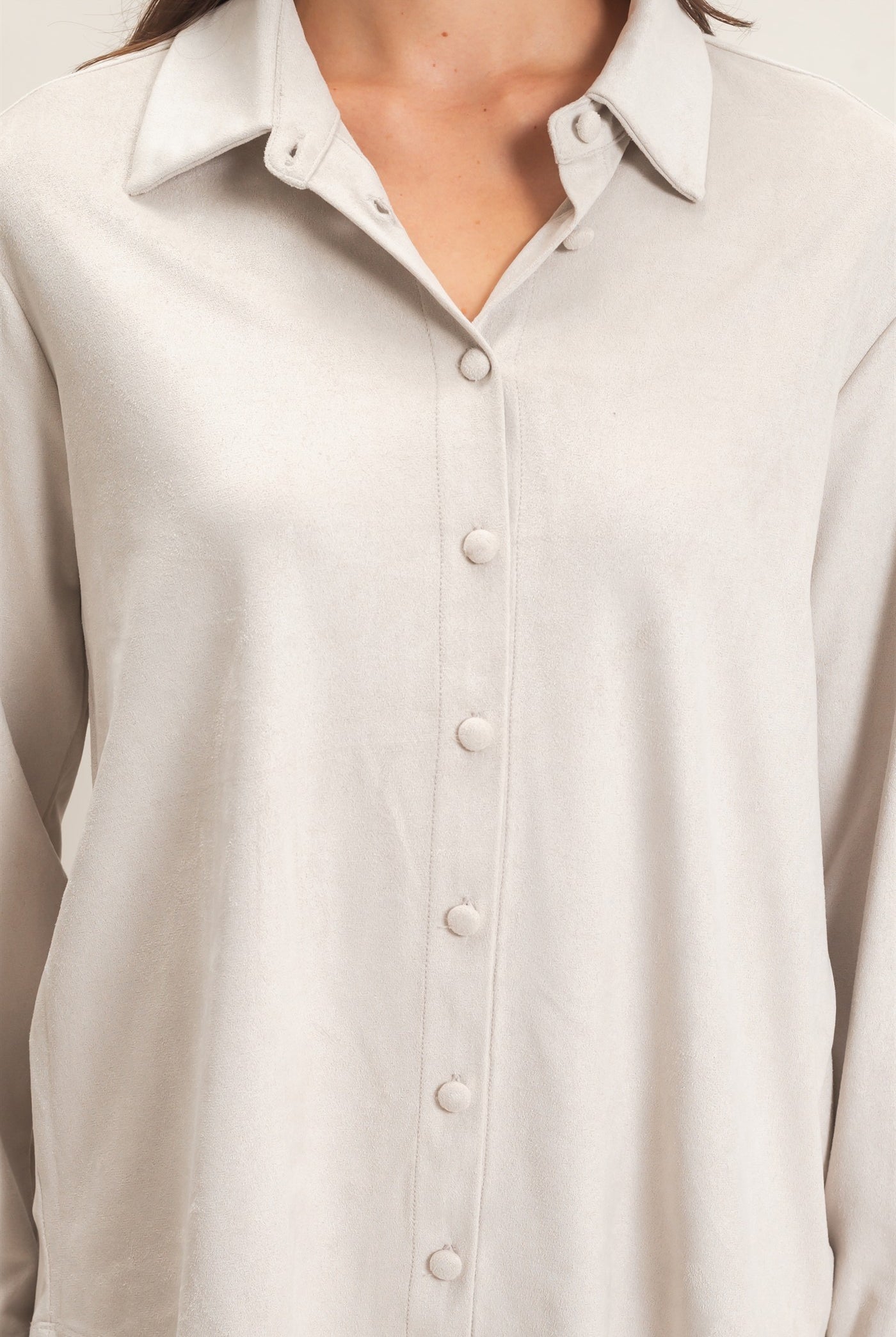 Wholesale Suede Button-Up Shirt Shirts HF26F083 ECRU HYFVE