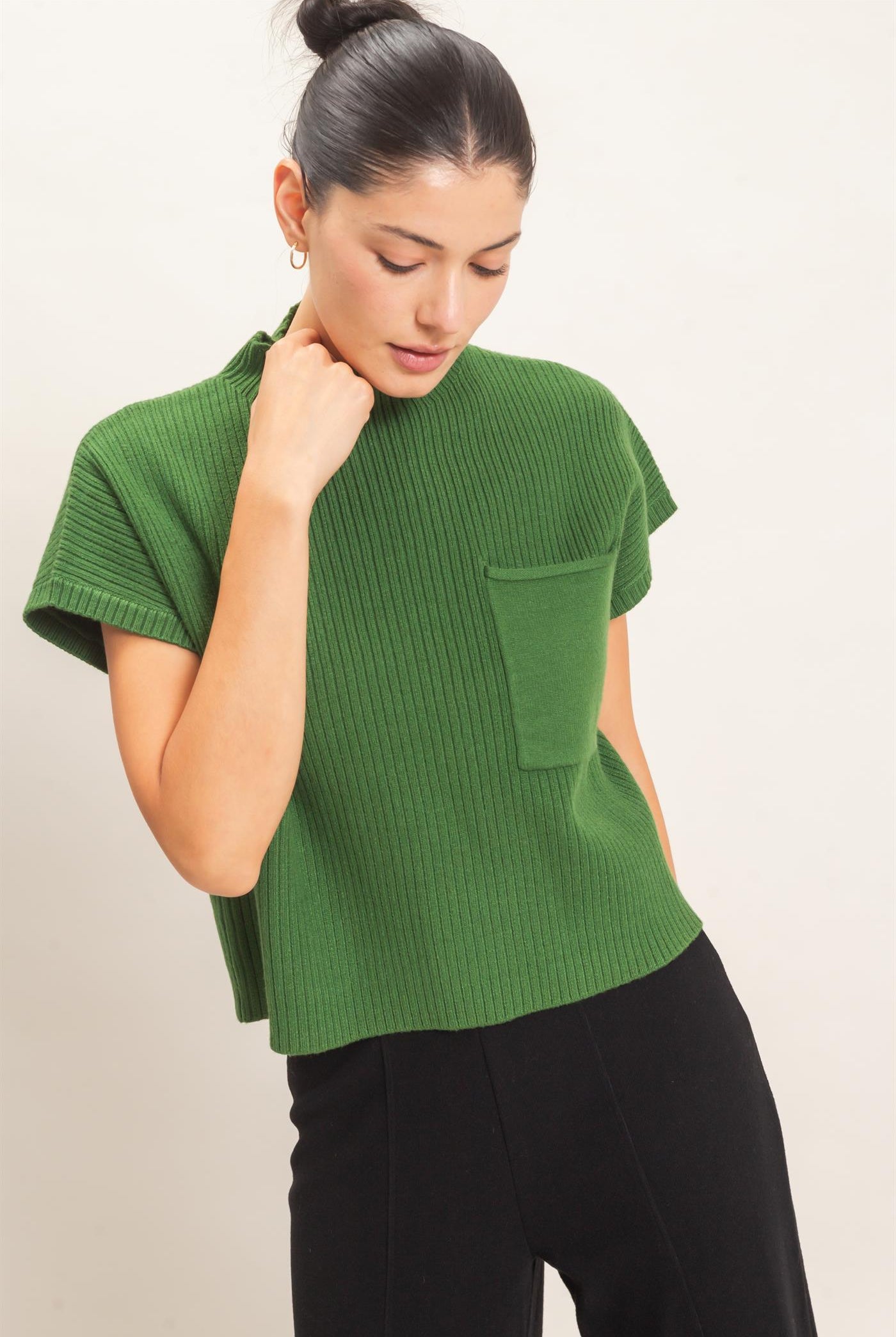 Wholesale Ribbed Dolman Sweater Sweaters HF26E835 GREEN HYFVE