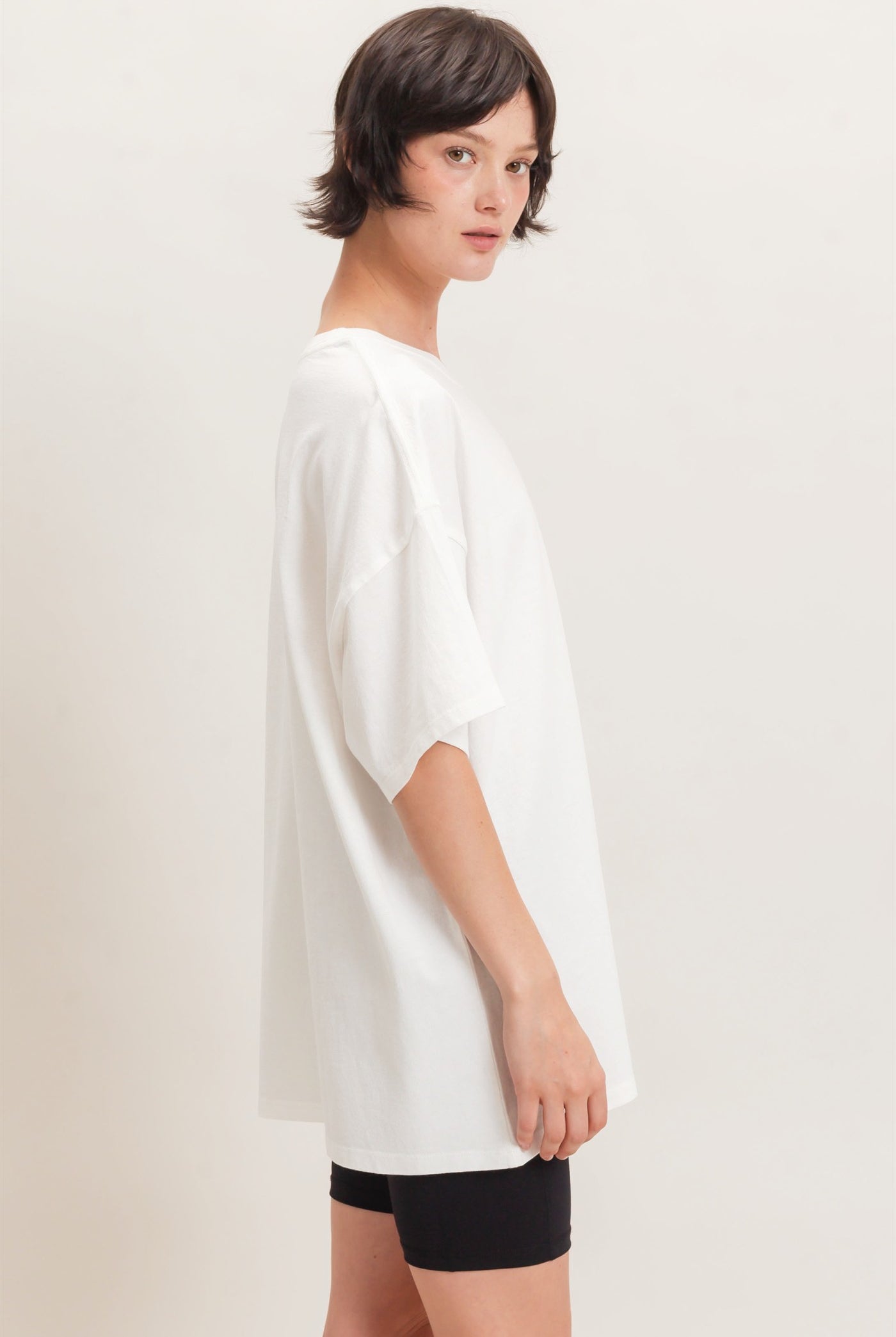 Wholesale Mineral Wash Oversized Crew Neck T-Shirts Clothing Tops DZ26C961 OFF WHITE DOUBLE ZERO