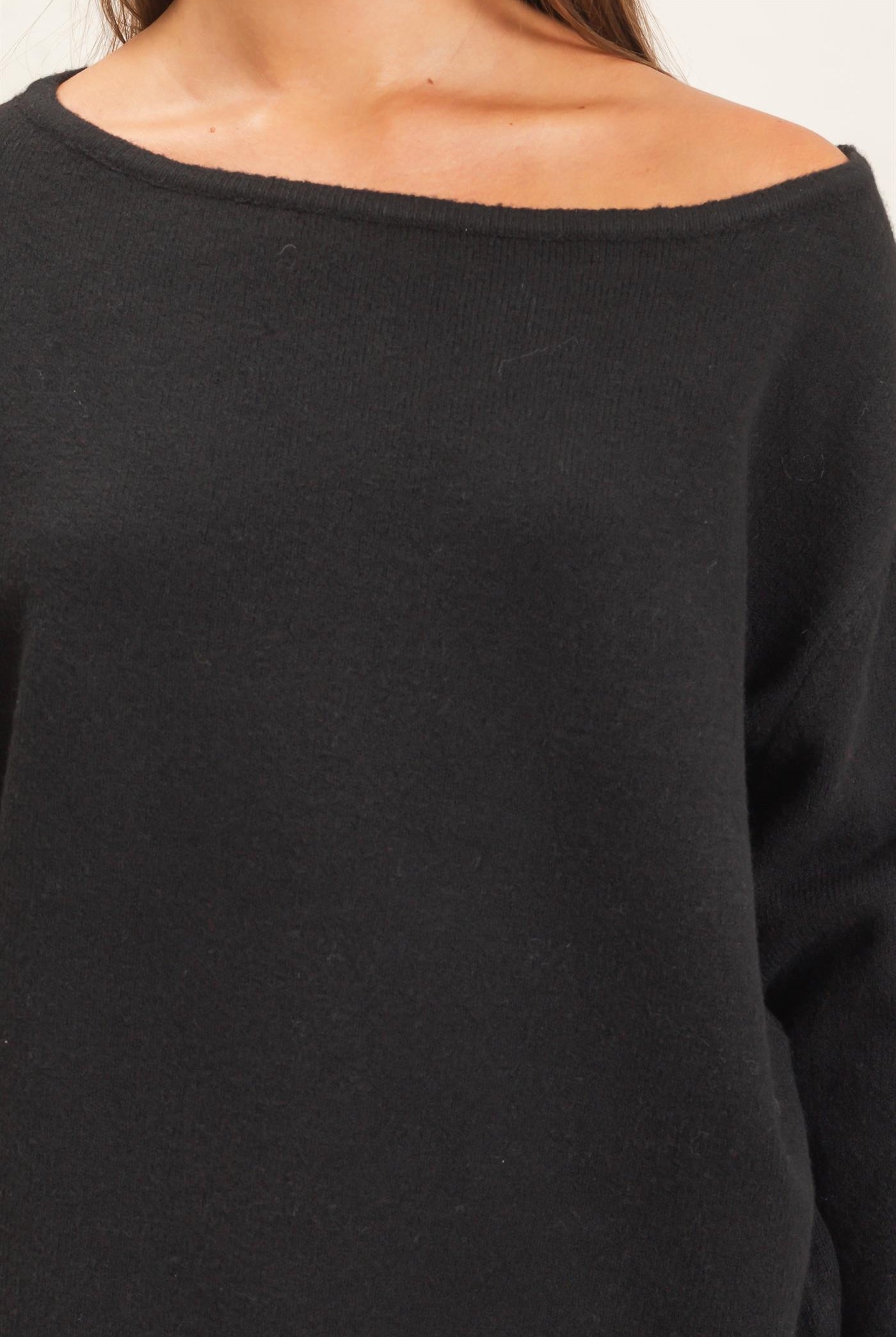 Wholesale Off The Shoulder Sweater Sweaters DZ26E652 BLACK DOUBLE ZERO