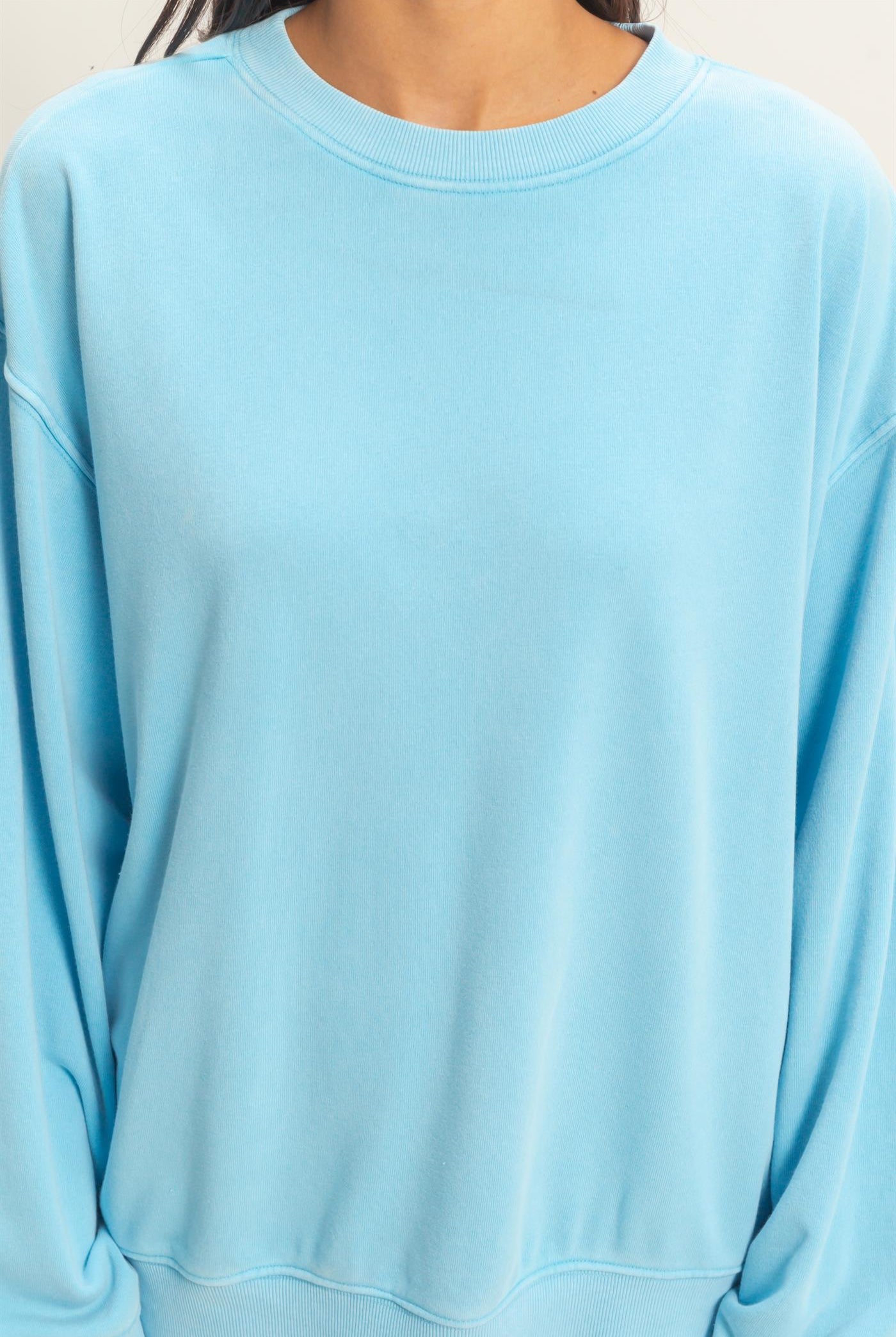 Wholesale Mineral Washed Crew Neck Sweatshirt Sweatshirts DZ26A262 BLUE DOUBLE ZERO