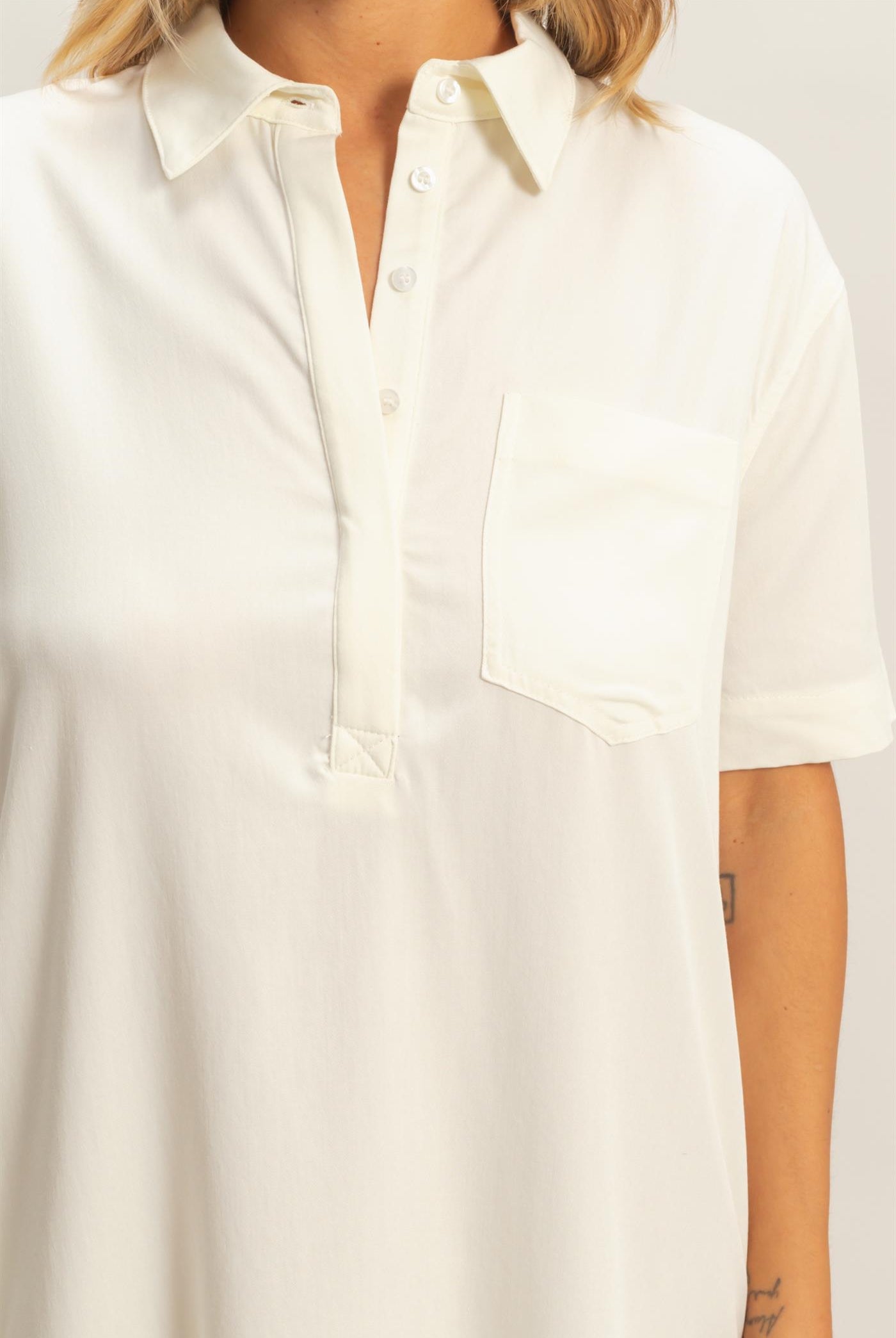 Wholesale Collared Shirt Dress Dresses HF26E427-D OFF WHIHTE HYFVE