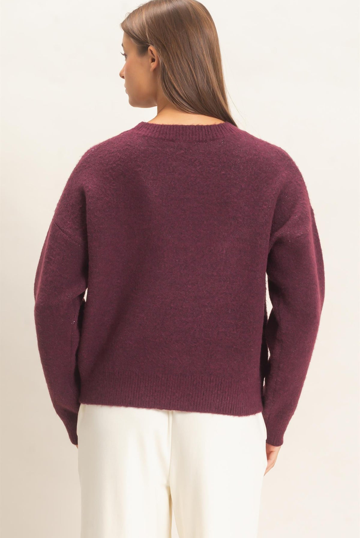 Wholesale Heart Graphic Sweater Sweaters DZ26E430 DARK CHERRY DOUBLE ZERO