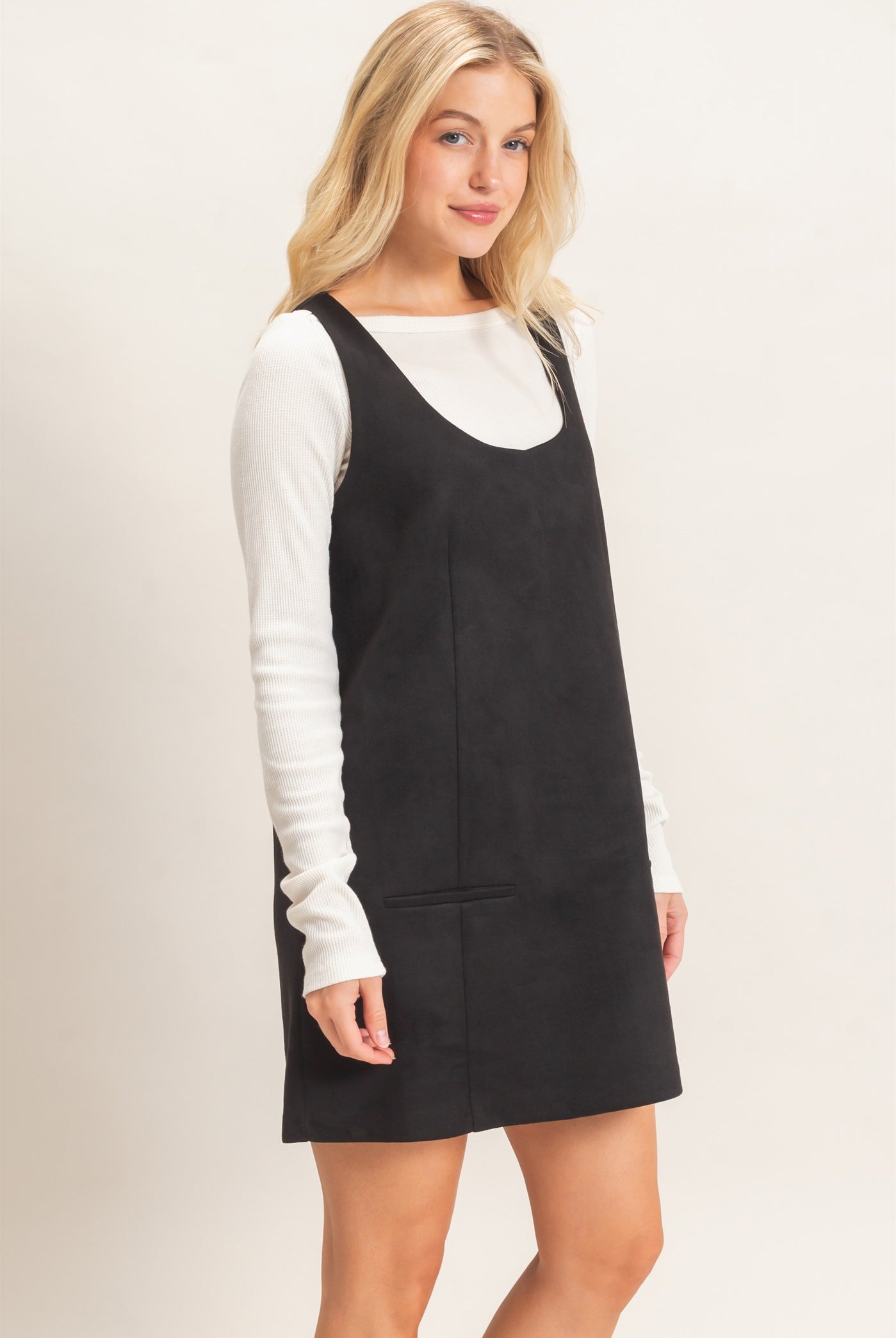 Wholesale Sleeveless Suede Mini Dress Dresses HF26F219 BLACK HYFVE