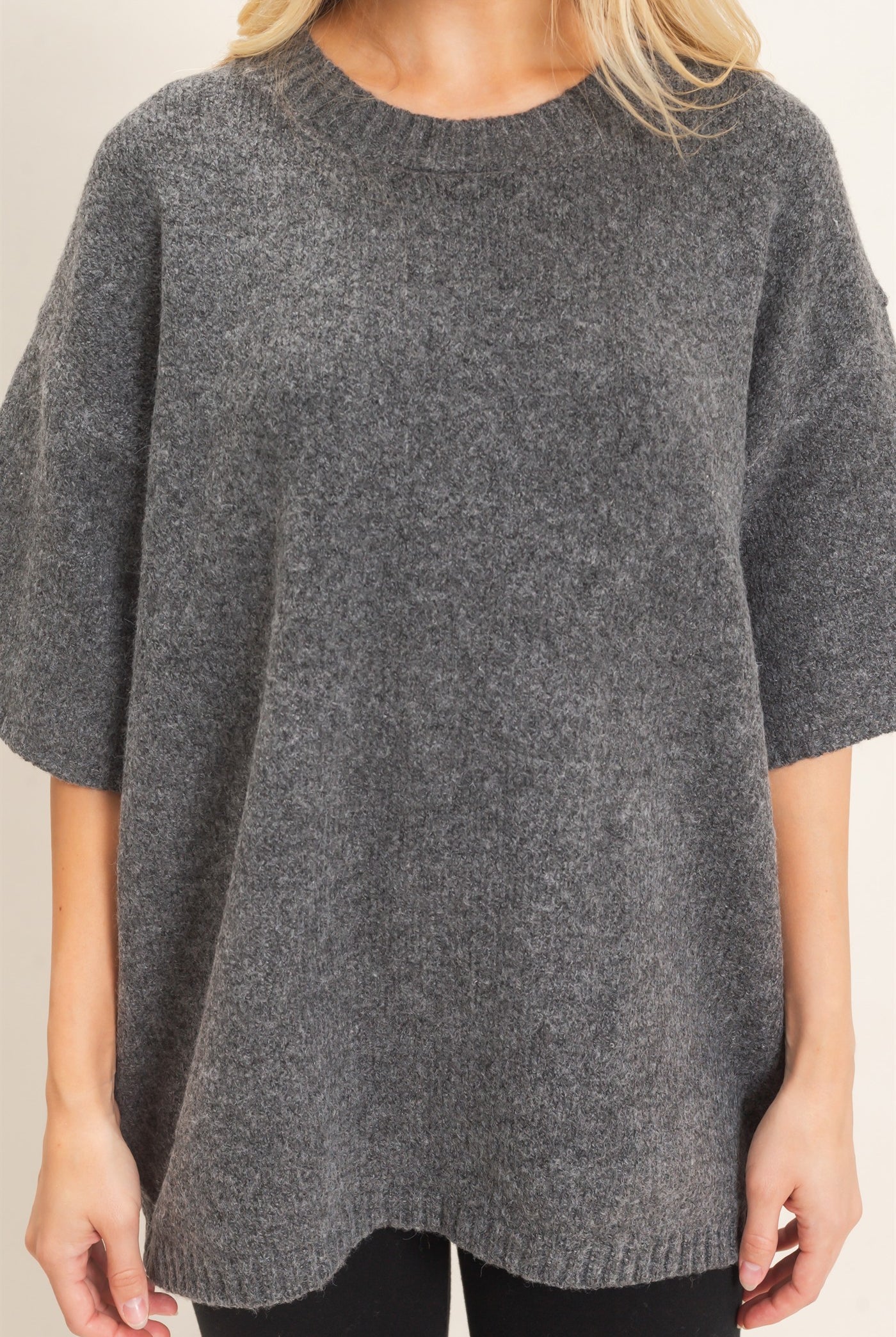 Wholesale Oversized Drop Shoulder Sweater Sweaters HF26E143 CHARCOAL HYFVE