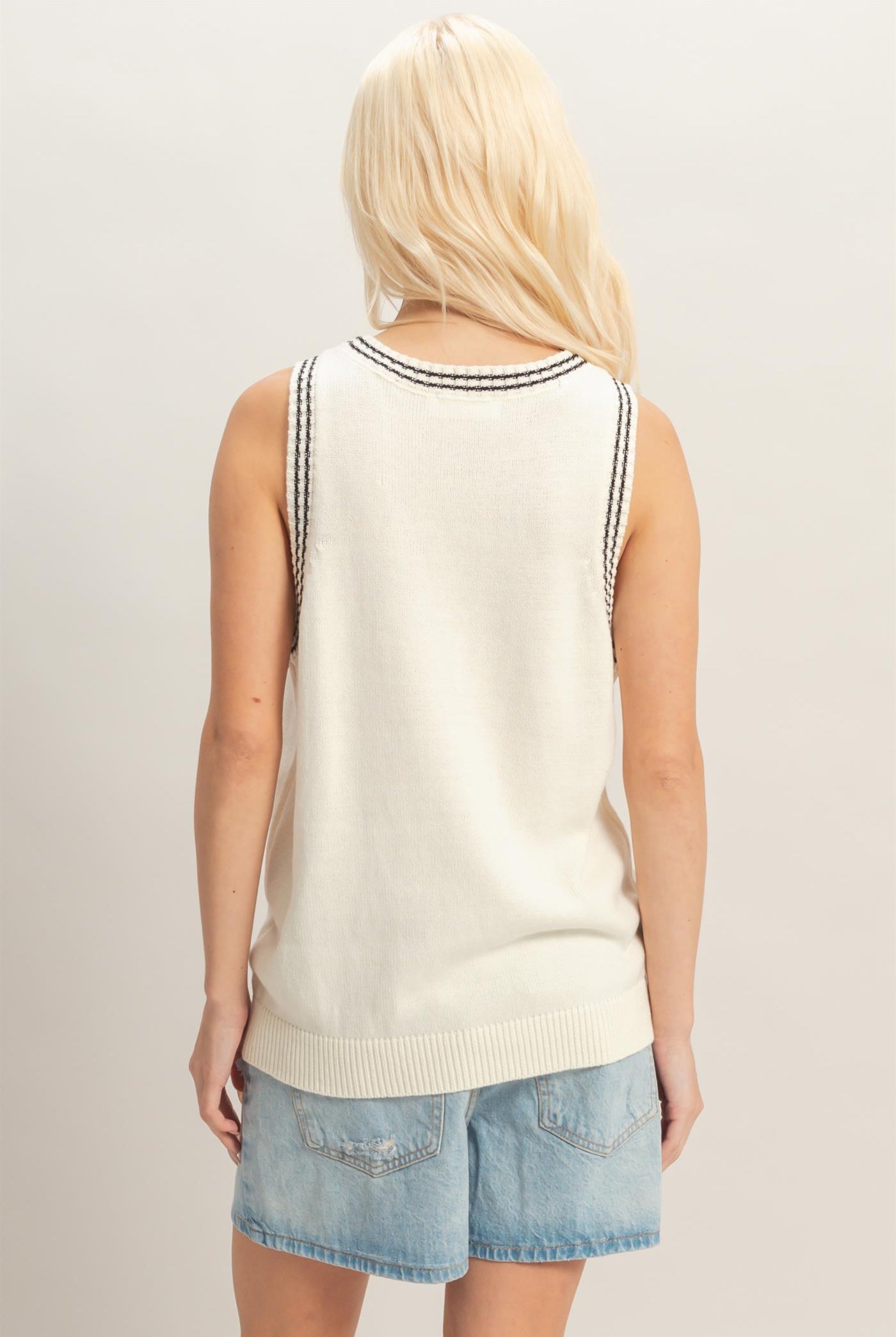 Wholesale Number Graphic Knit Tank Top Tank Tops DZ26A821 BLACK DOUBLE ZERO