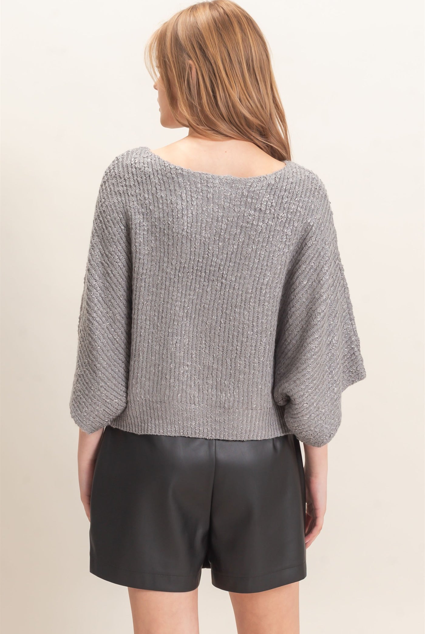 Wholesale Ribbed Boat Neck Sweater Sweaters HF26F201 HEATHER GRAY HYFVE