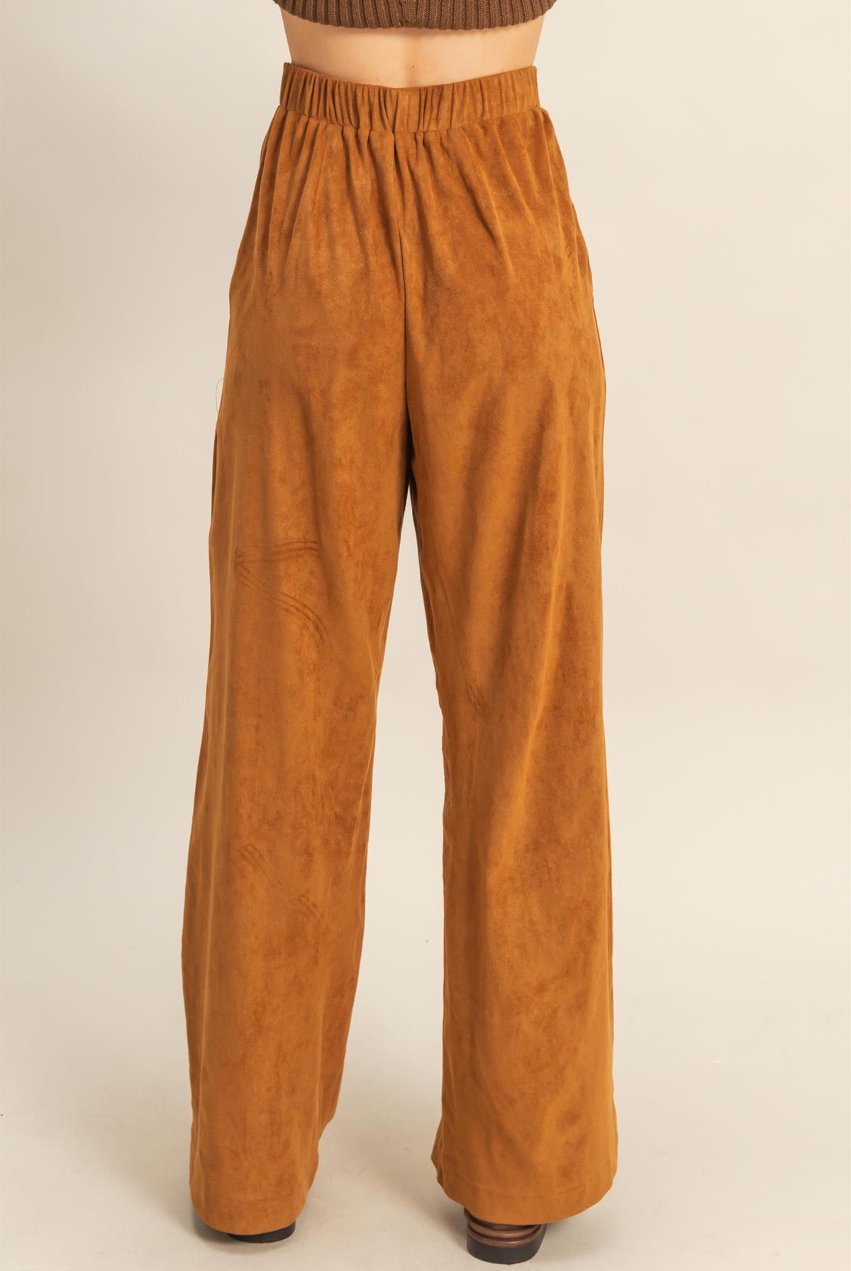 Wholesale Suede Wide-Leg Pants With Tailored Fit Pants HF26A592 CAMEL HYFVE