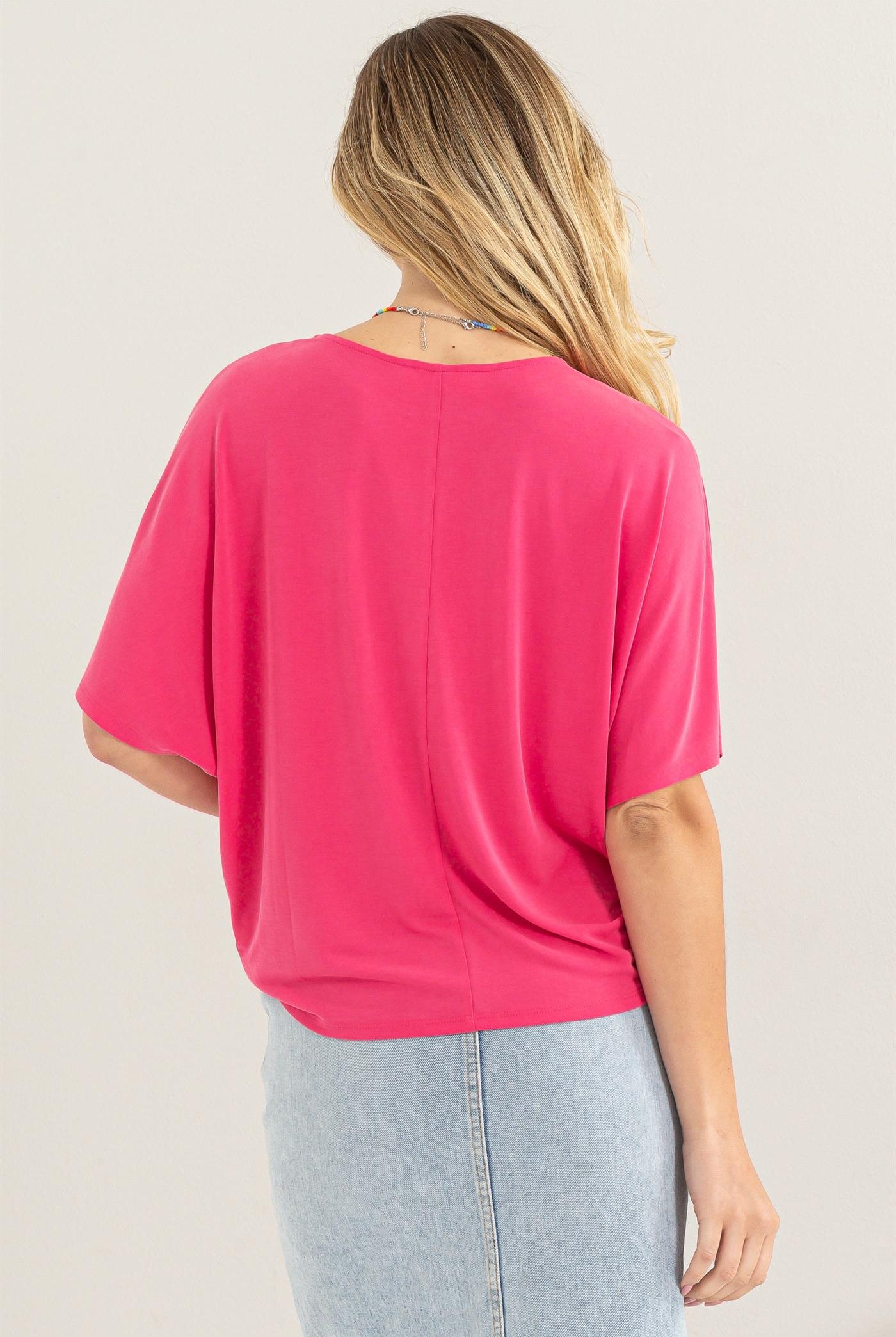 Wholesale D-Elbow Length Dolman Sleeve Top Clothing Tops DZ24C199-D RASPBERRY DOUBLE ZERO