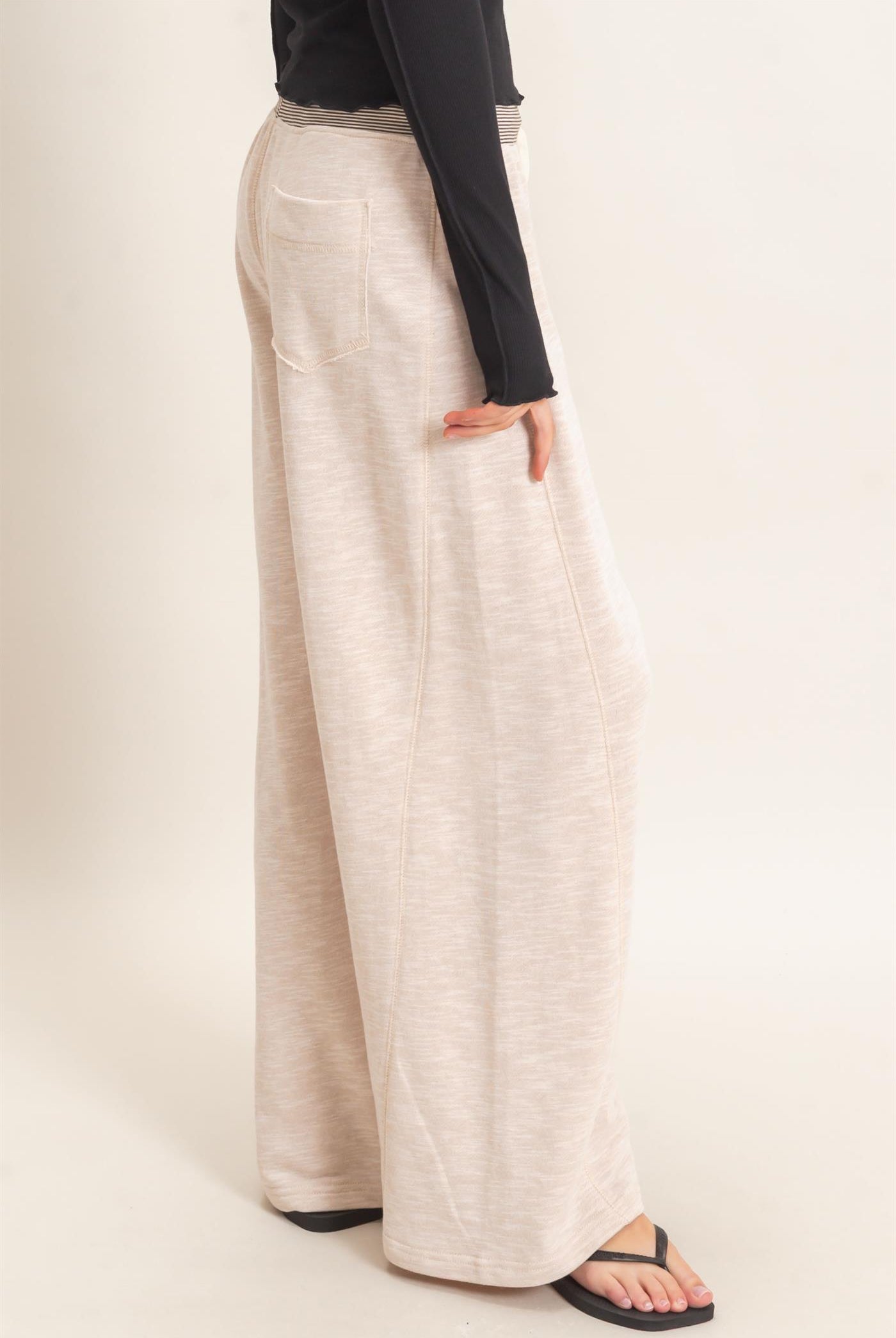 Wholesale Striped Waist Drawstring Pants Pants HF26E558 OATMEAL HYFVE