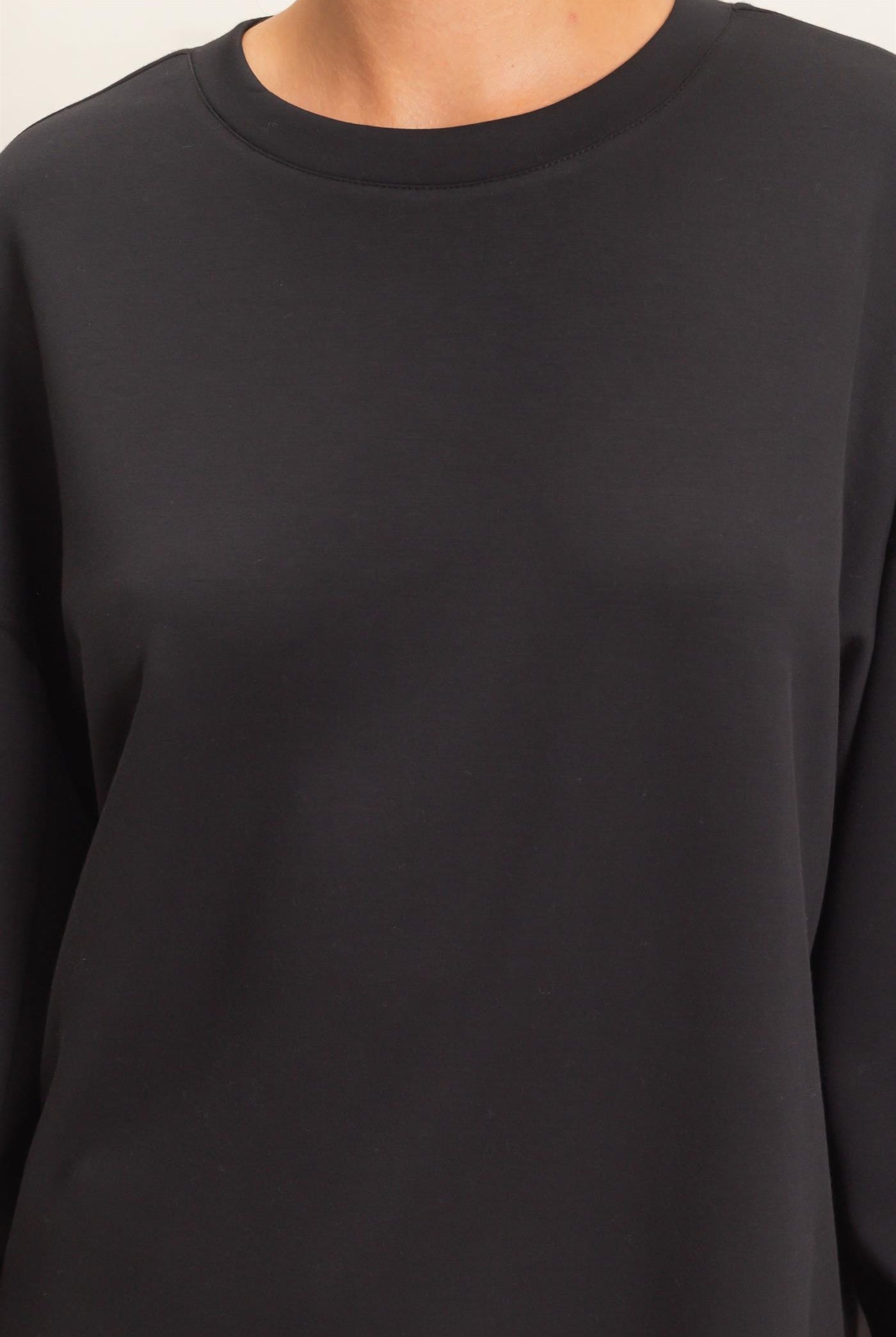 Wholesale Oversized Crew Neck Top Sweatshirts DZ26E388 BLACK DOUBLE ZERO