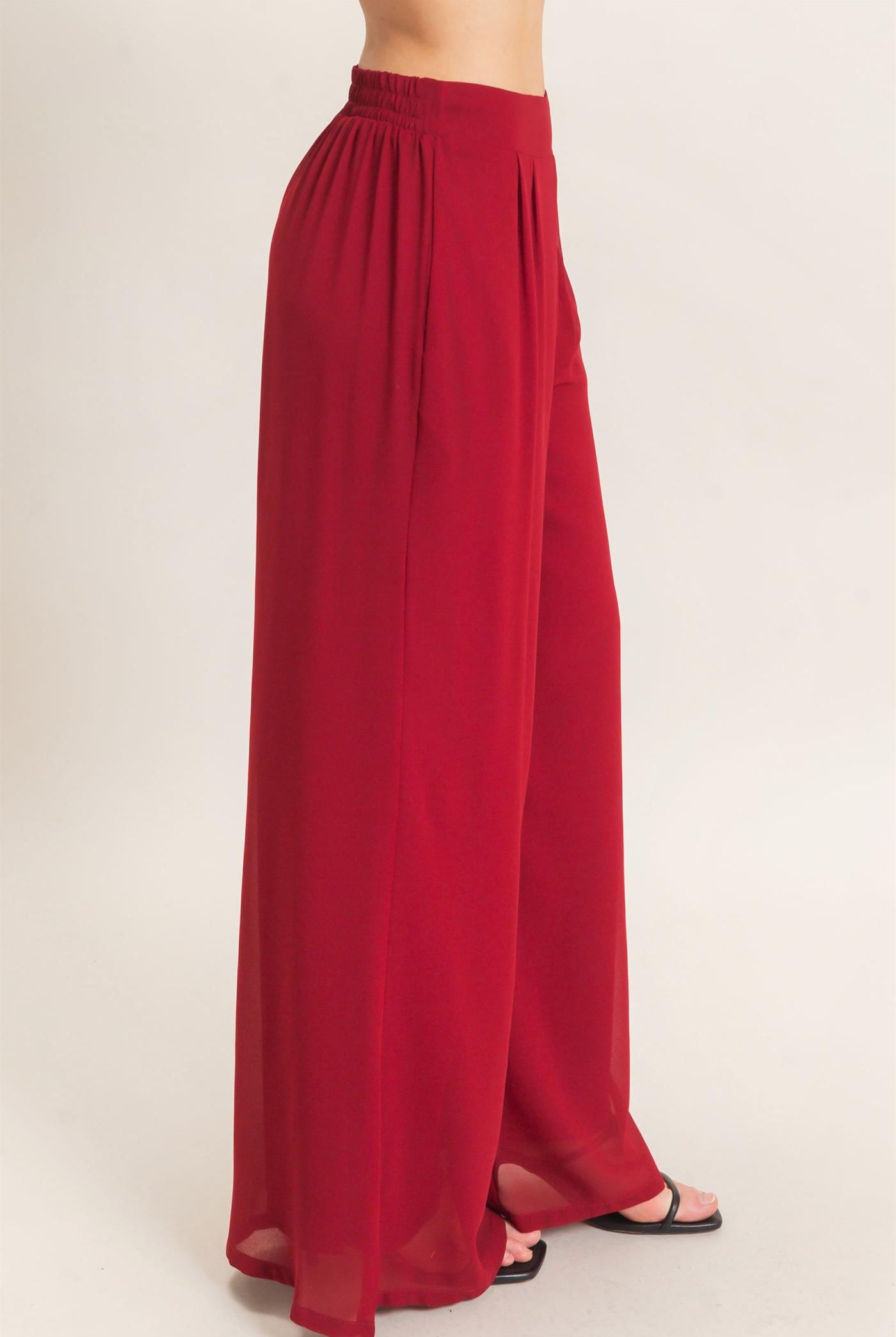 Wholesale Wide-Leg High Waist Pants Pants HF26F068-D BURGUNDY HYFVE