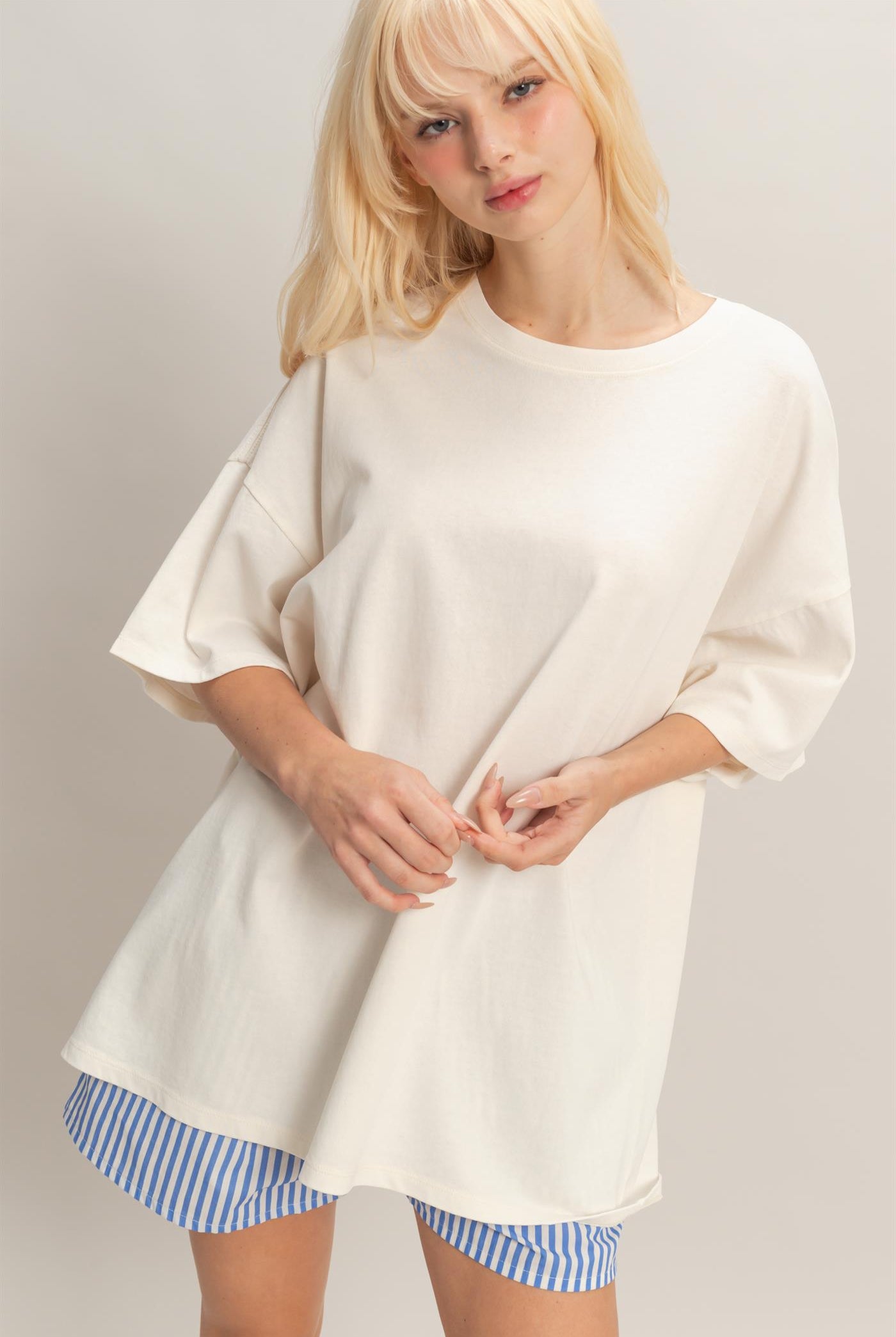 Wholesale Oversized Mineral Wash T-Shirt T-Shirts DZ26A031 OFF WHITE DOUBLE ZERO