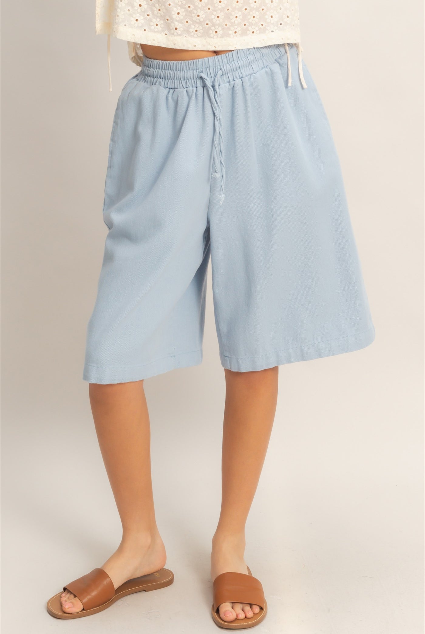 Wholesale Elastic Waistband Shorts Shorts HF26E445 LIGHT BLUE HYFVE