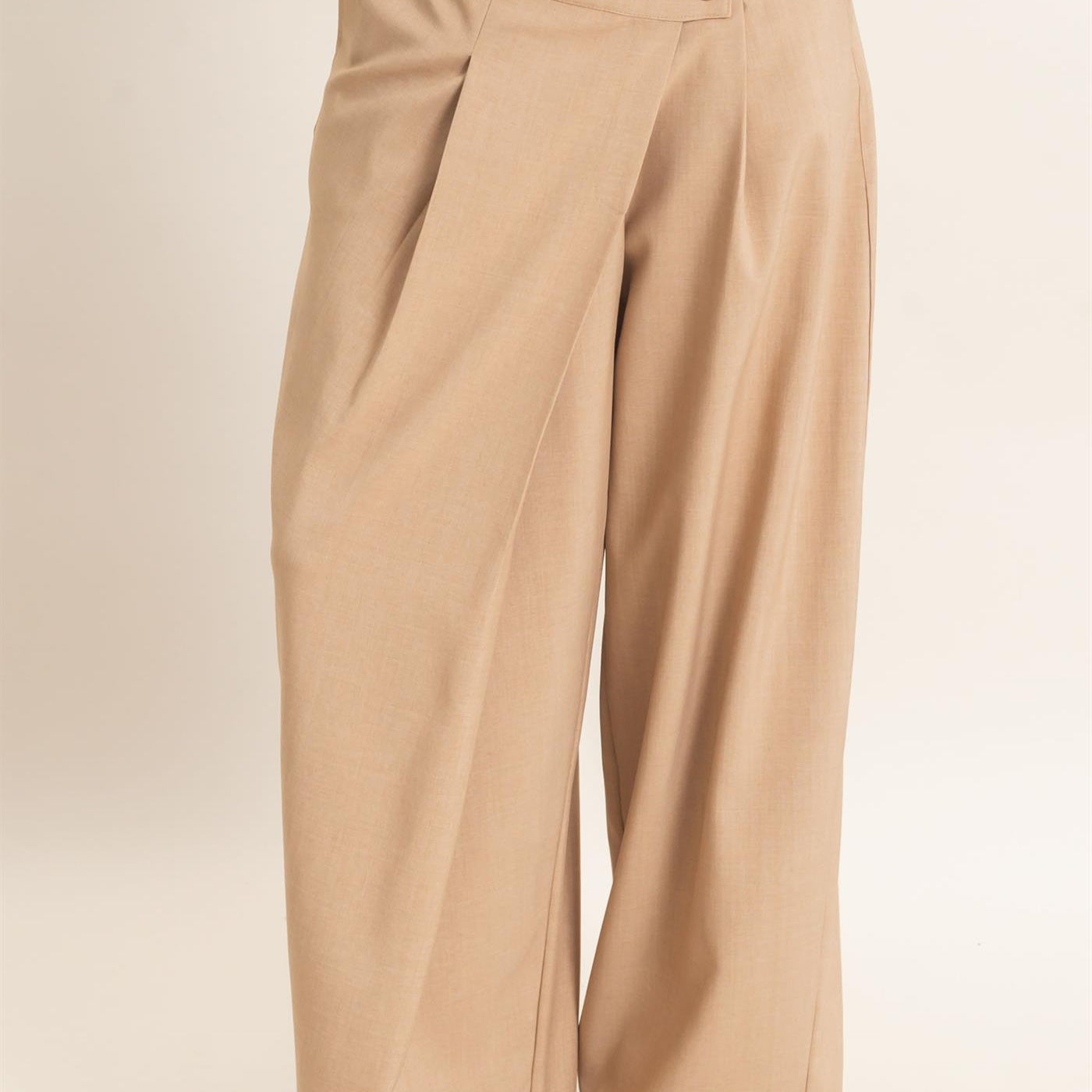 Wholesale Asymmetrical Overlap Pleated Pant Pants HF26C885 TAUPE HYFVE