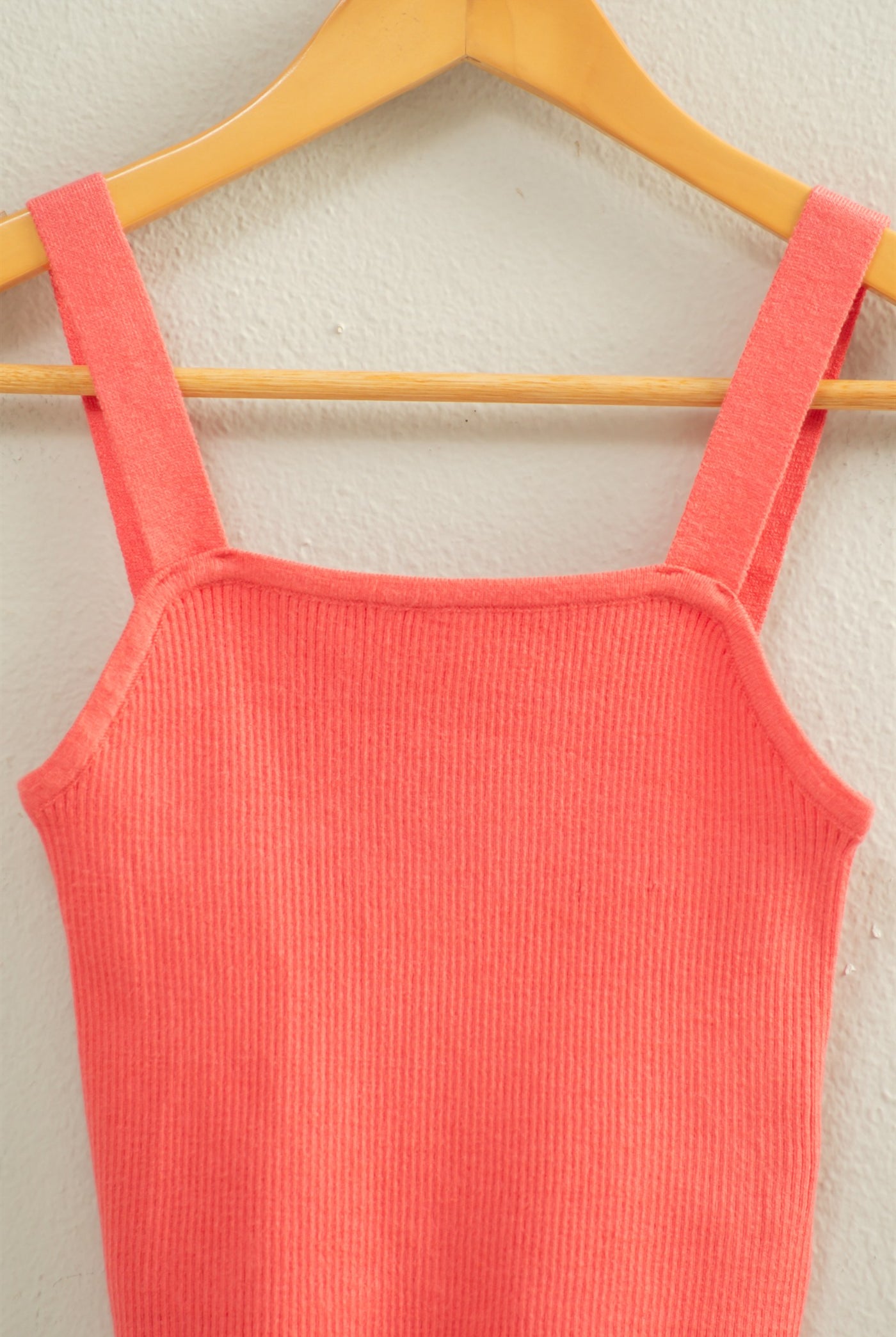 Wholesale Ribbed Cropped Tank Top Clothing Tops DZ23A825 CORAL DOUBLE ZERO