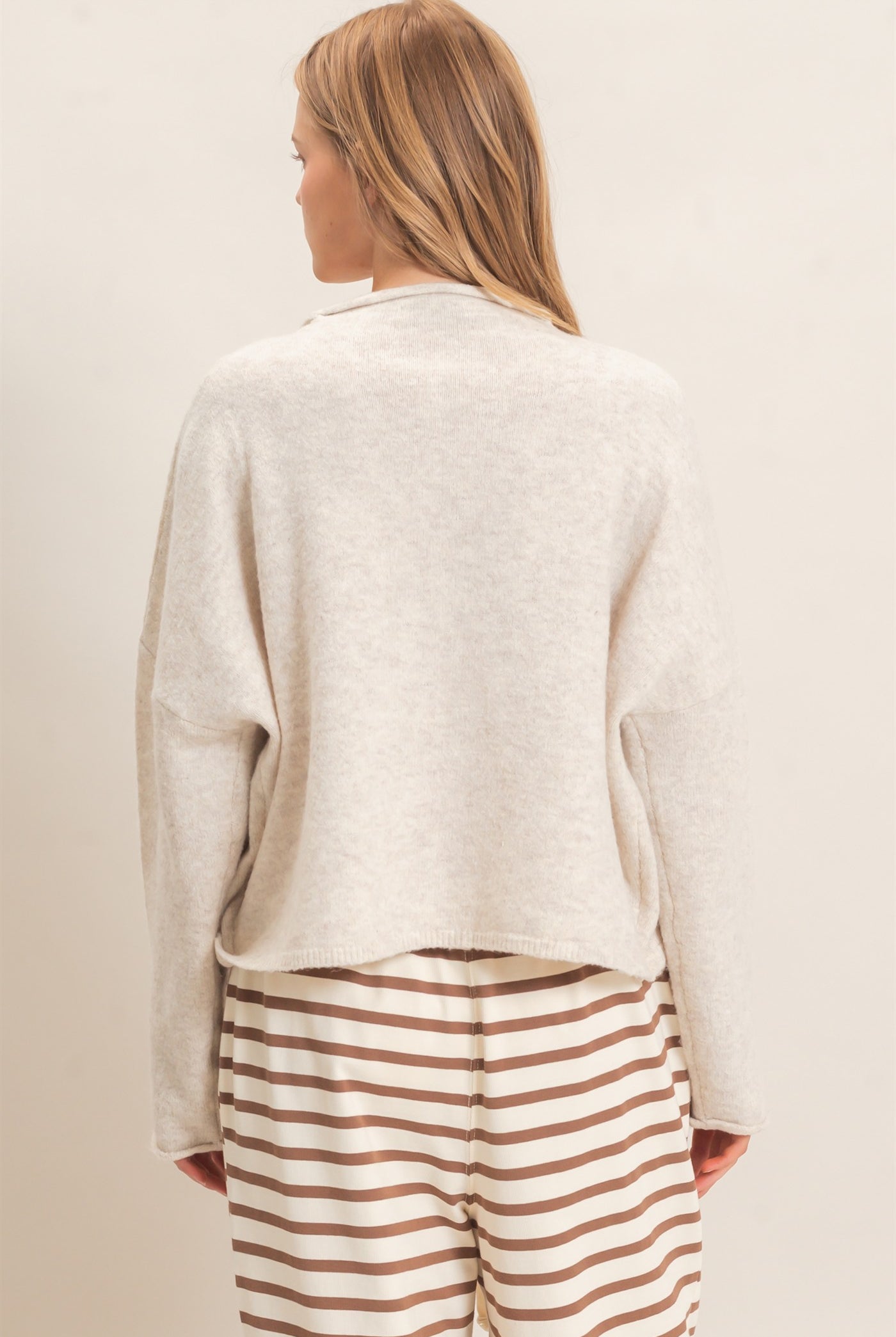 Wholesale Button-Up Collared Sweater Cardigan Cardigans HF26E039 OATMEAL HYFVE