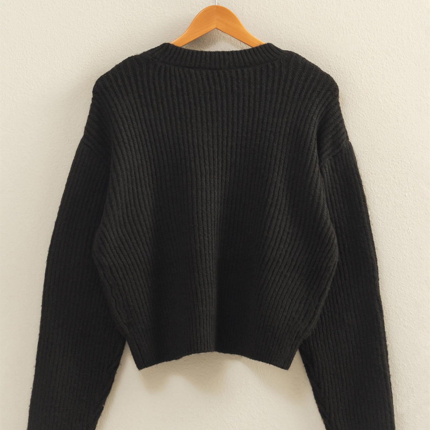 Wholesale Ribbed Crew Neck Sweater Sweaters DZ25F006 BLACK DOUBLE ZERO
