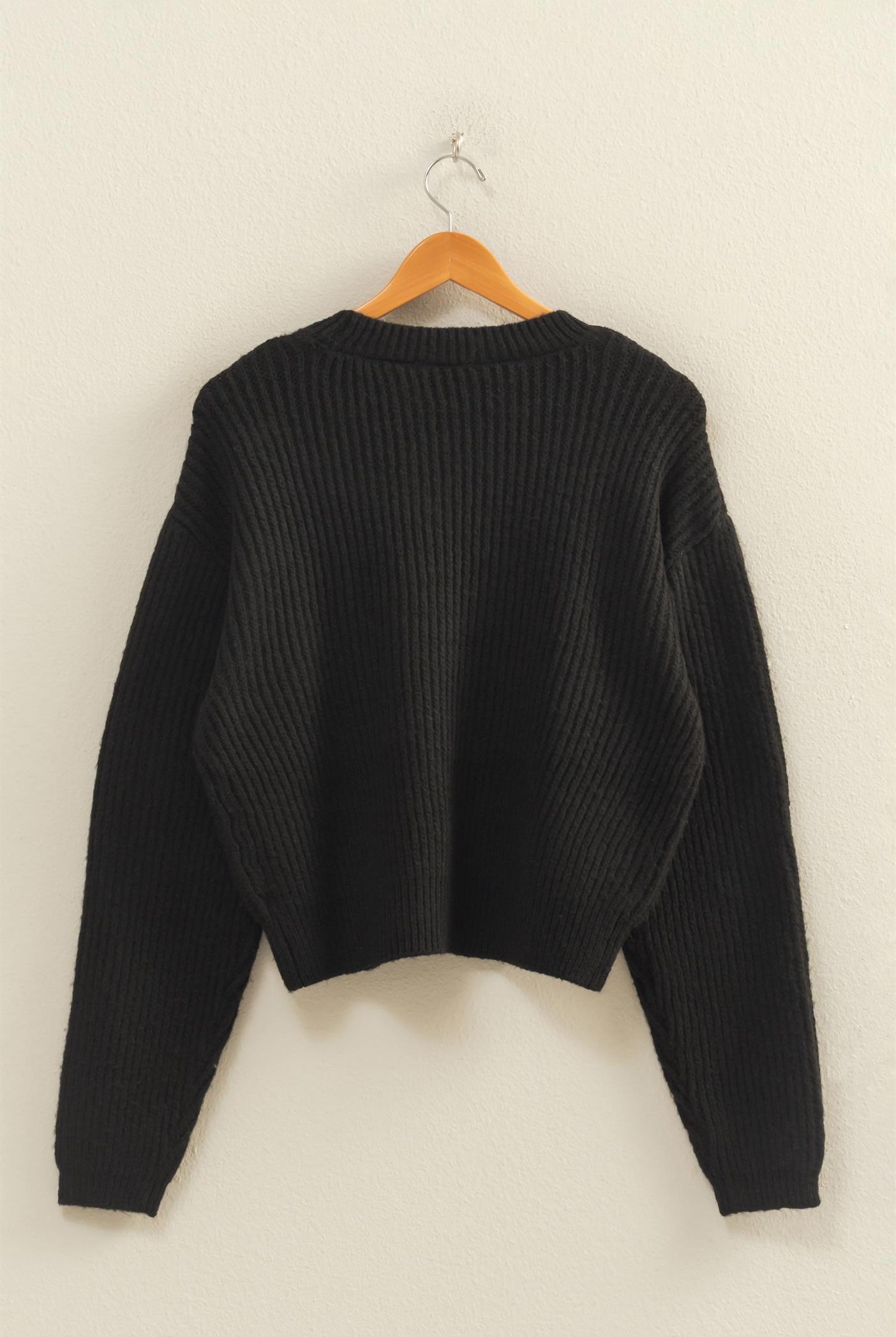 Wholesale Ribbed Crew Neck Sweater Sweaters DZ25F006 BLACK DOUBLE ZERO